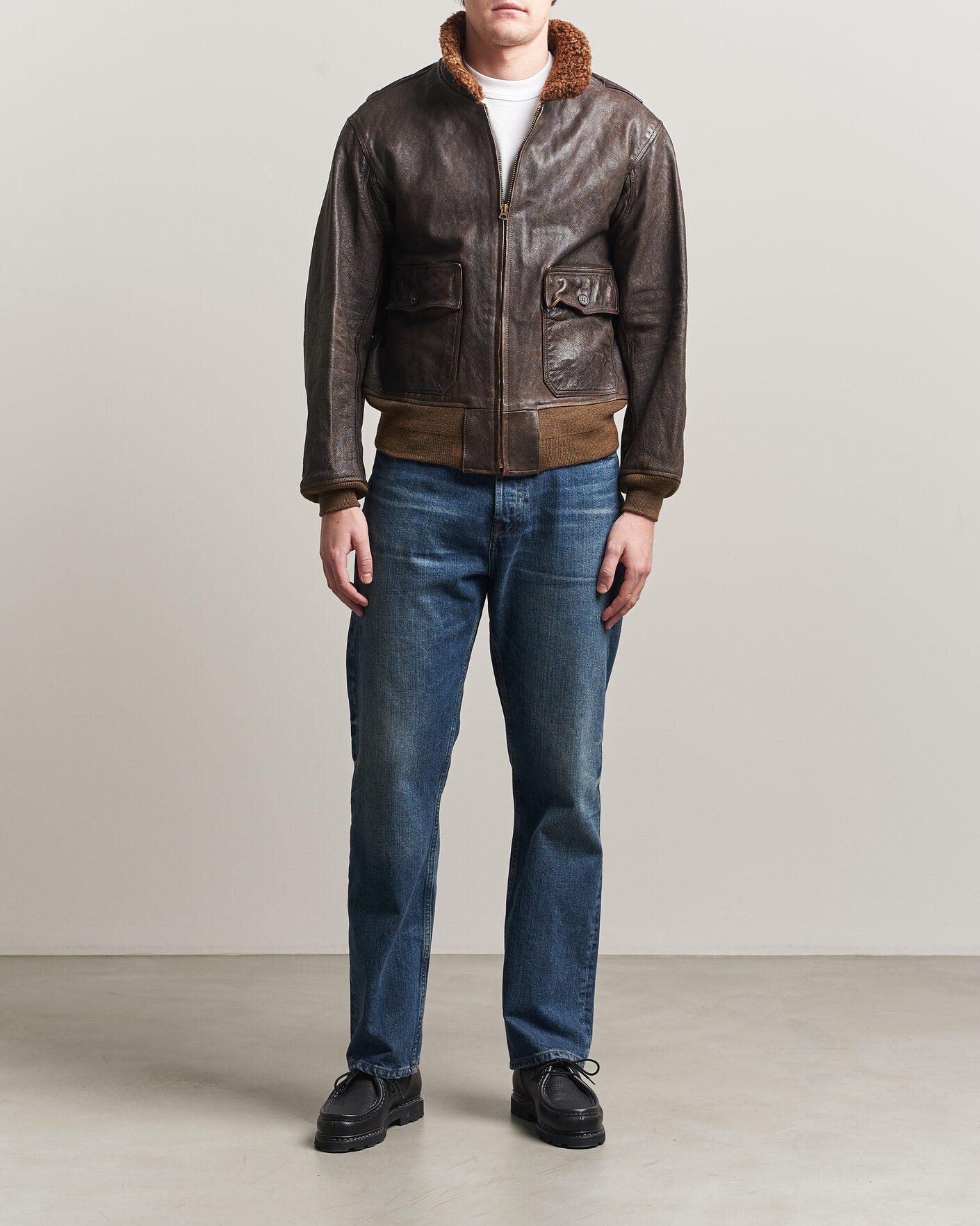 Heren | Jassen | RRL | Pratt Leather Jacket Vintage Brown