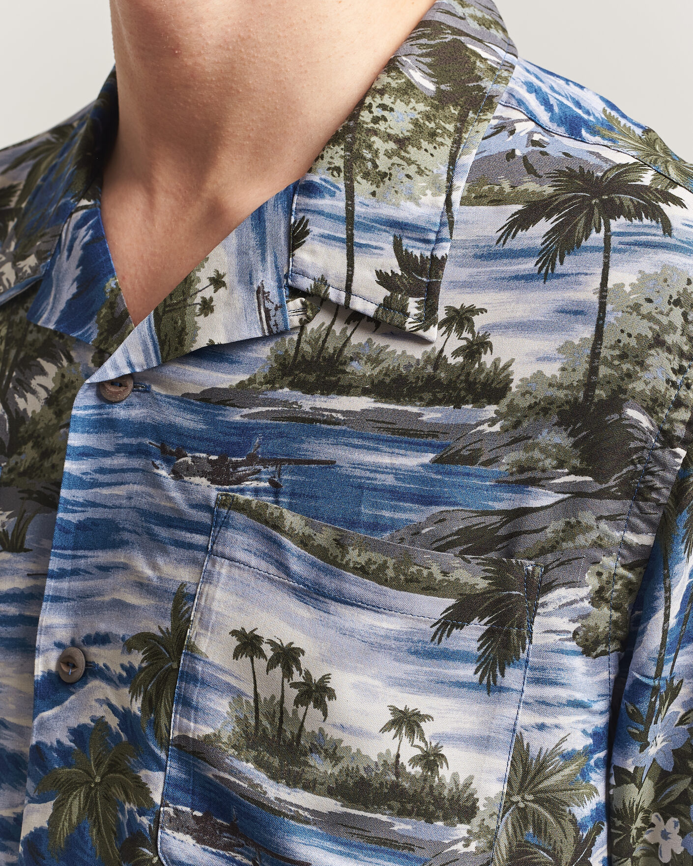Heren | Overhemden | RRL | Printed Camp Shirt Blue