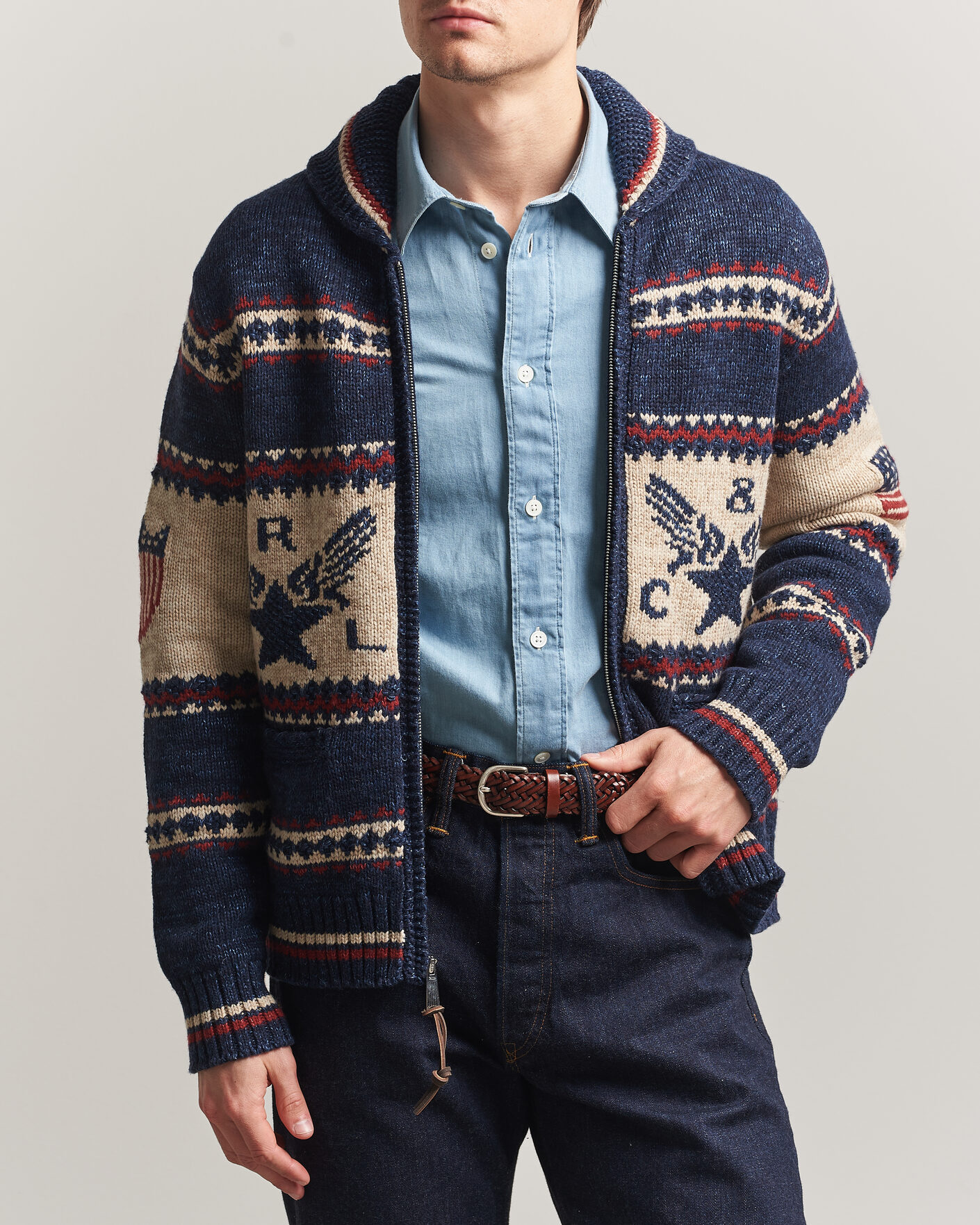 Heren | Truien | RRL | Jacquard Shawl Cardigan Indigo