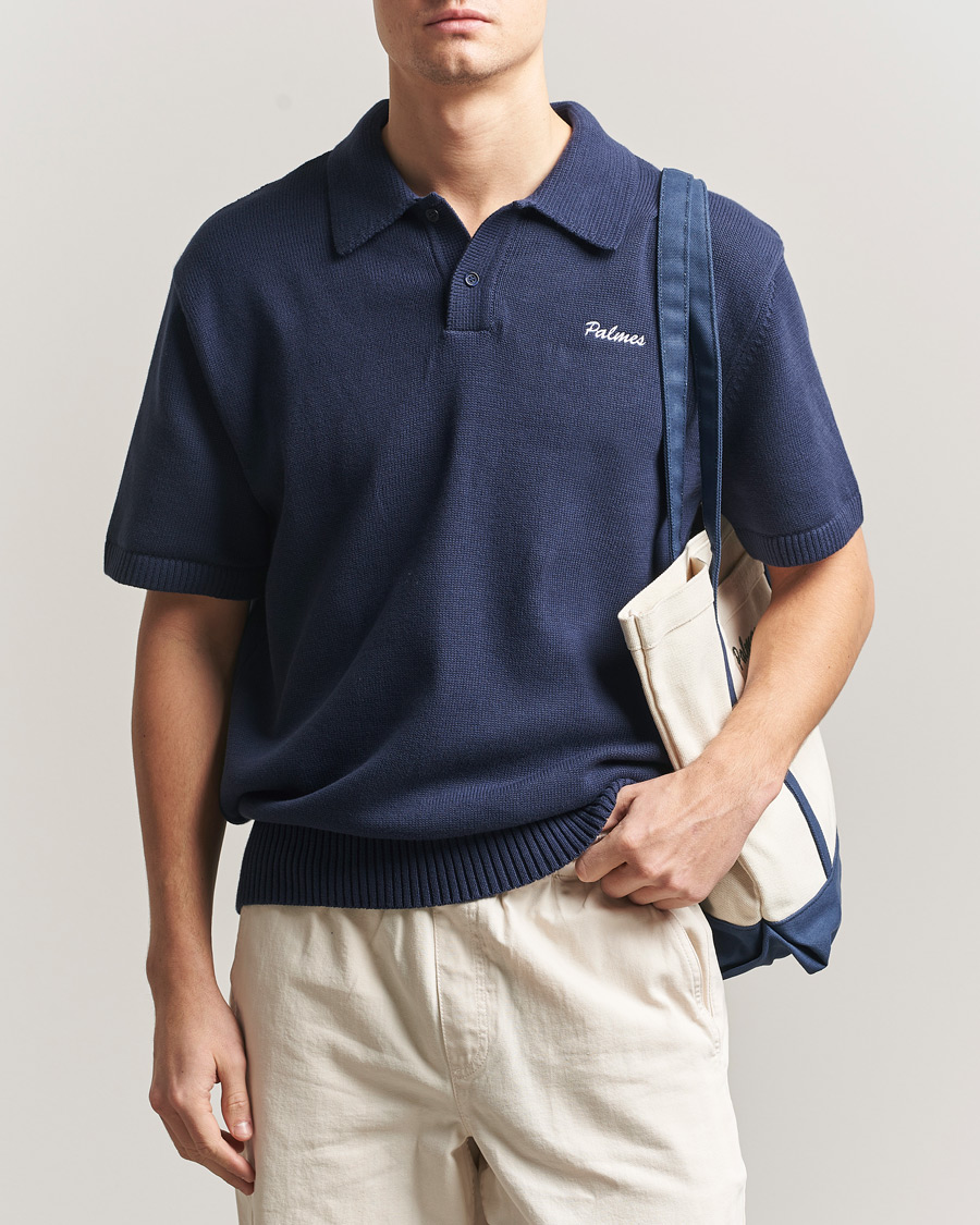 Heren | Polo's | Palmes | Cotton Knit Polo Navy
