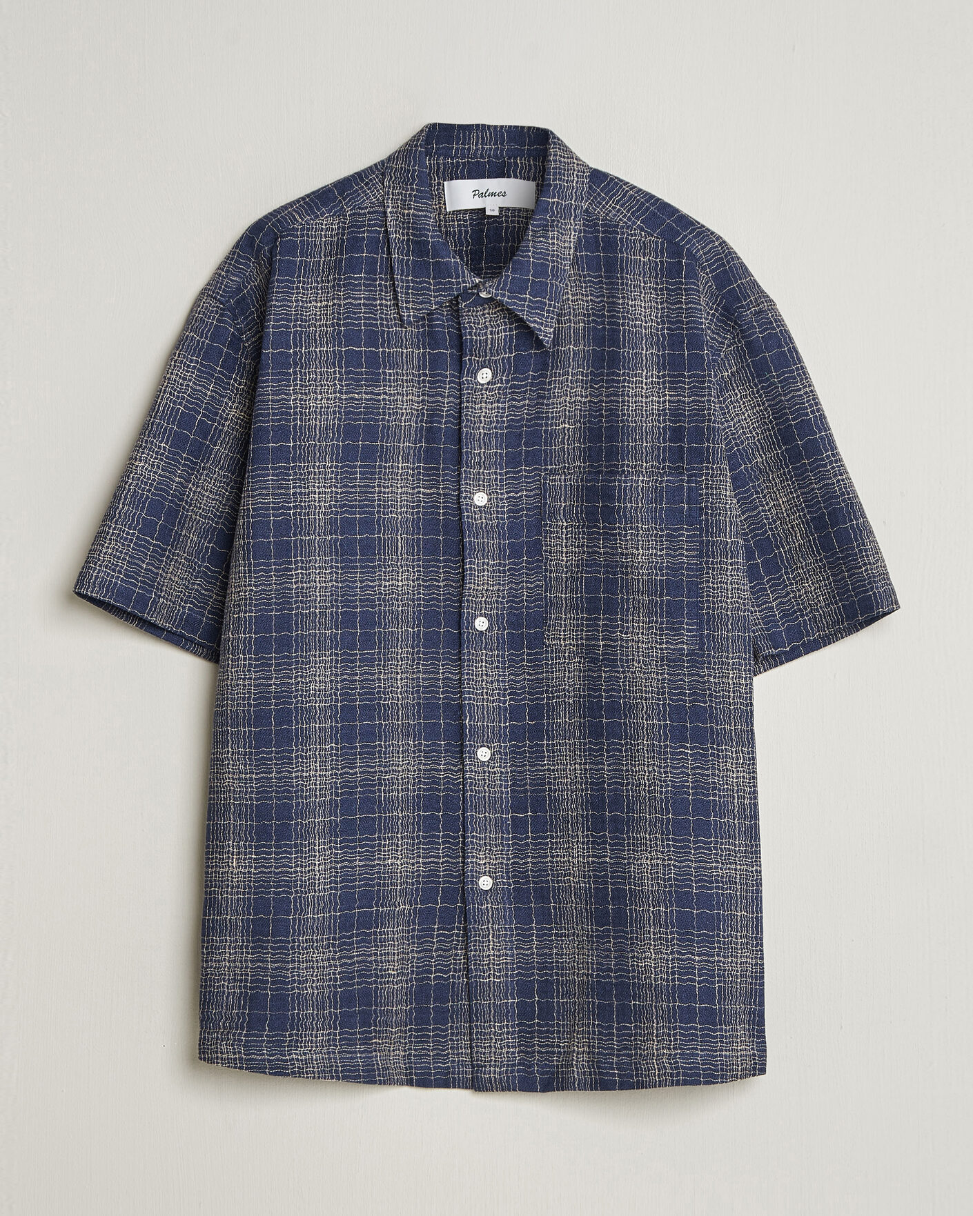 Heren | Overhemden | Palmes | Cotton/Linen Short Sleeve Shirt Navy Check