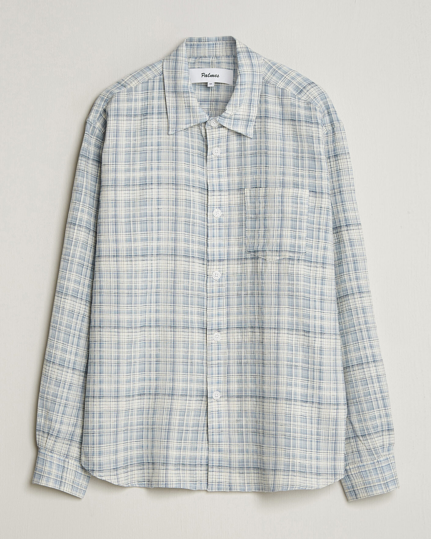 Heren | Overhemden | Palmes | Cotton/Linen Shirt Light Blue Check