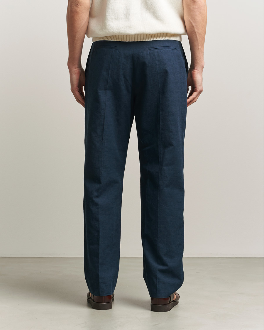 Heren | Broeken | Palmes | Pleated Cotton Trousers Navy