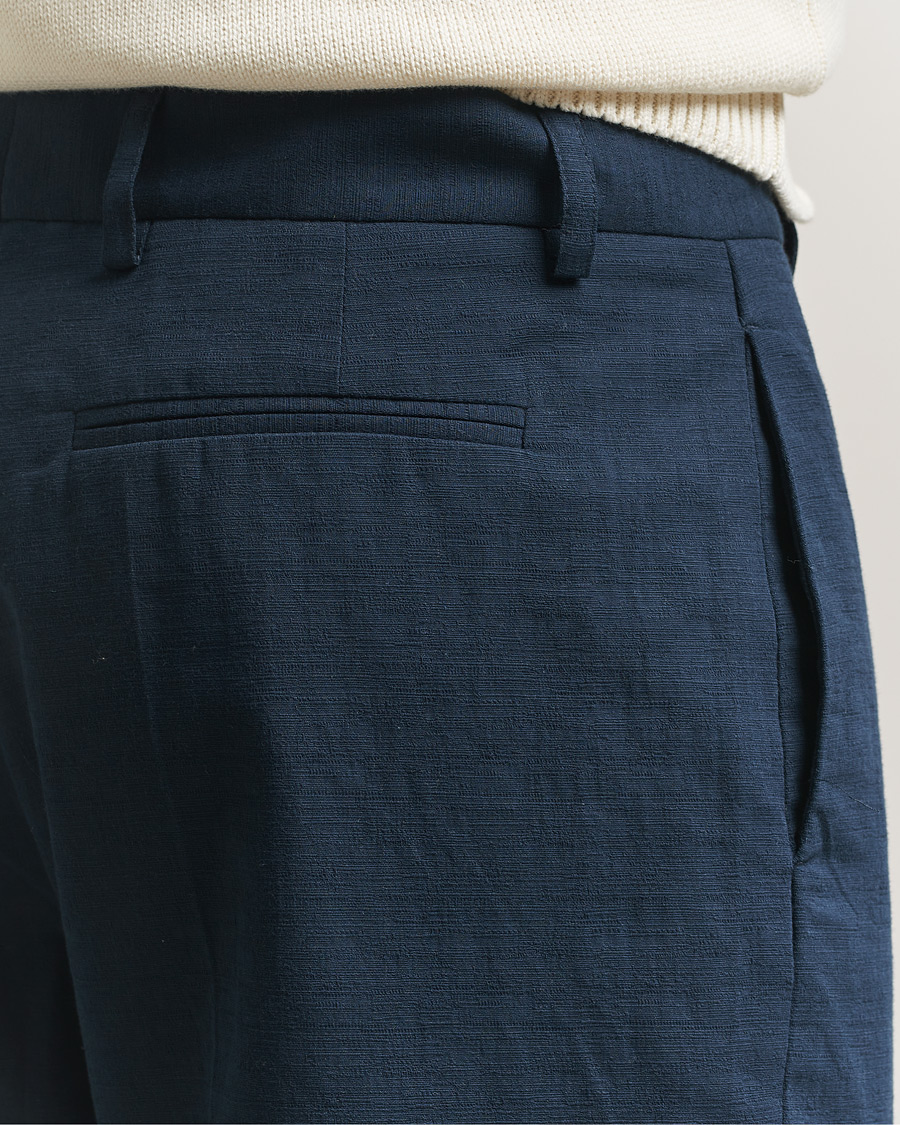 Heren | Broeken | Palmes | Pleated Cotton Trousers Navy