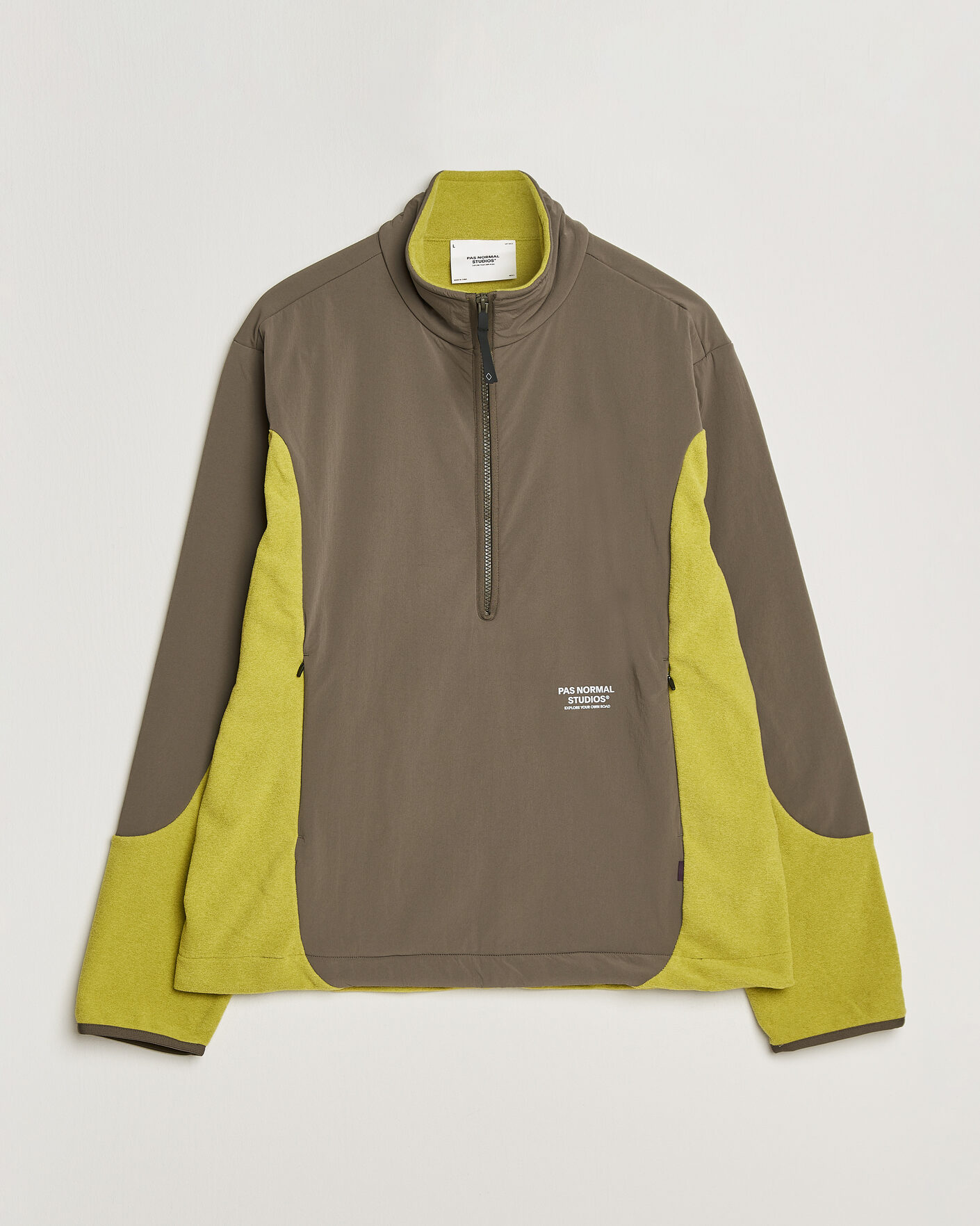 Heren | Truien | Pas Normal Studios | Off Race Light Fleece Half Zip Moss Green