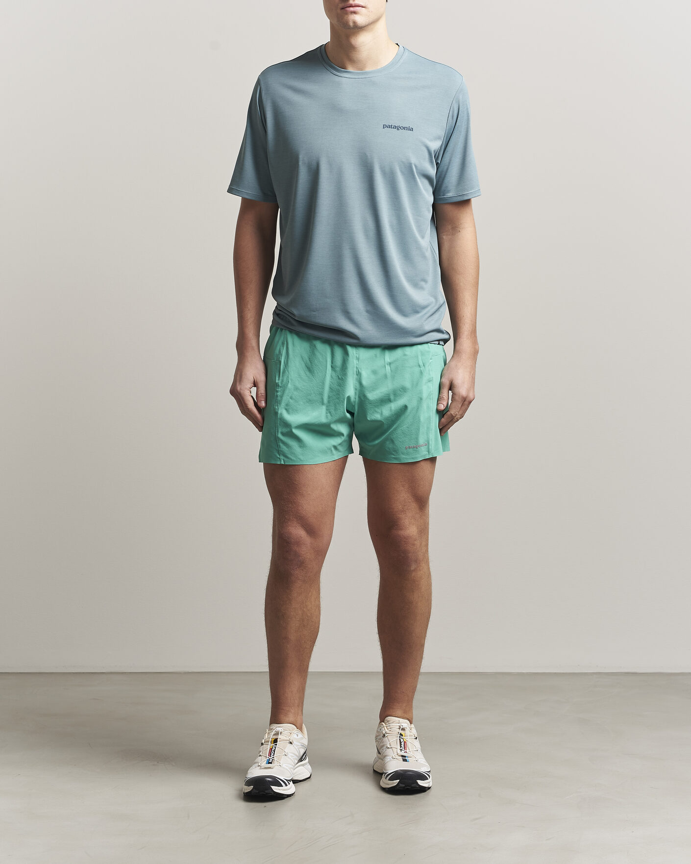 Heren | T-shirts | Patagonia | Cap Cool Daily Logo T-Shirt Blue Sage