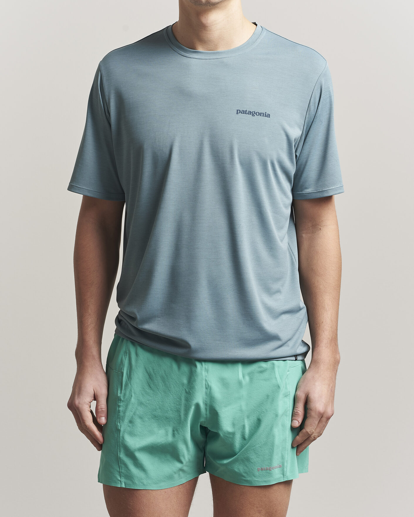 Heren | T-shirts | Patagonia | Cap Cool Daily Logo T-Shirt Blue Sage