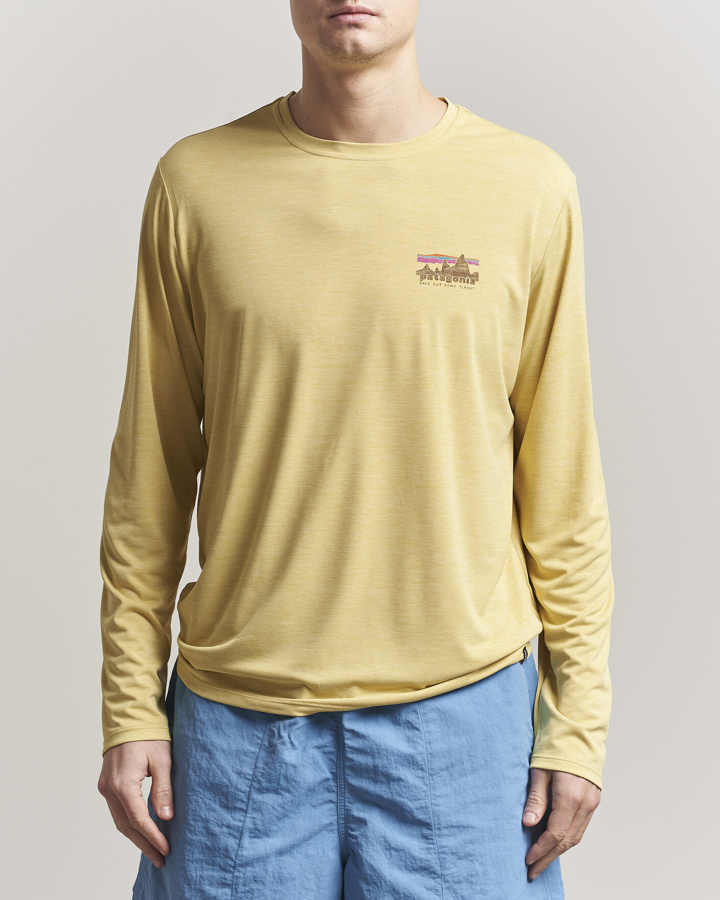 Heren | T-shirts | Patagonia | 73 Skyline Cap Cool Daily Long Sleeve T-Shirt Yellow