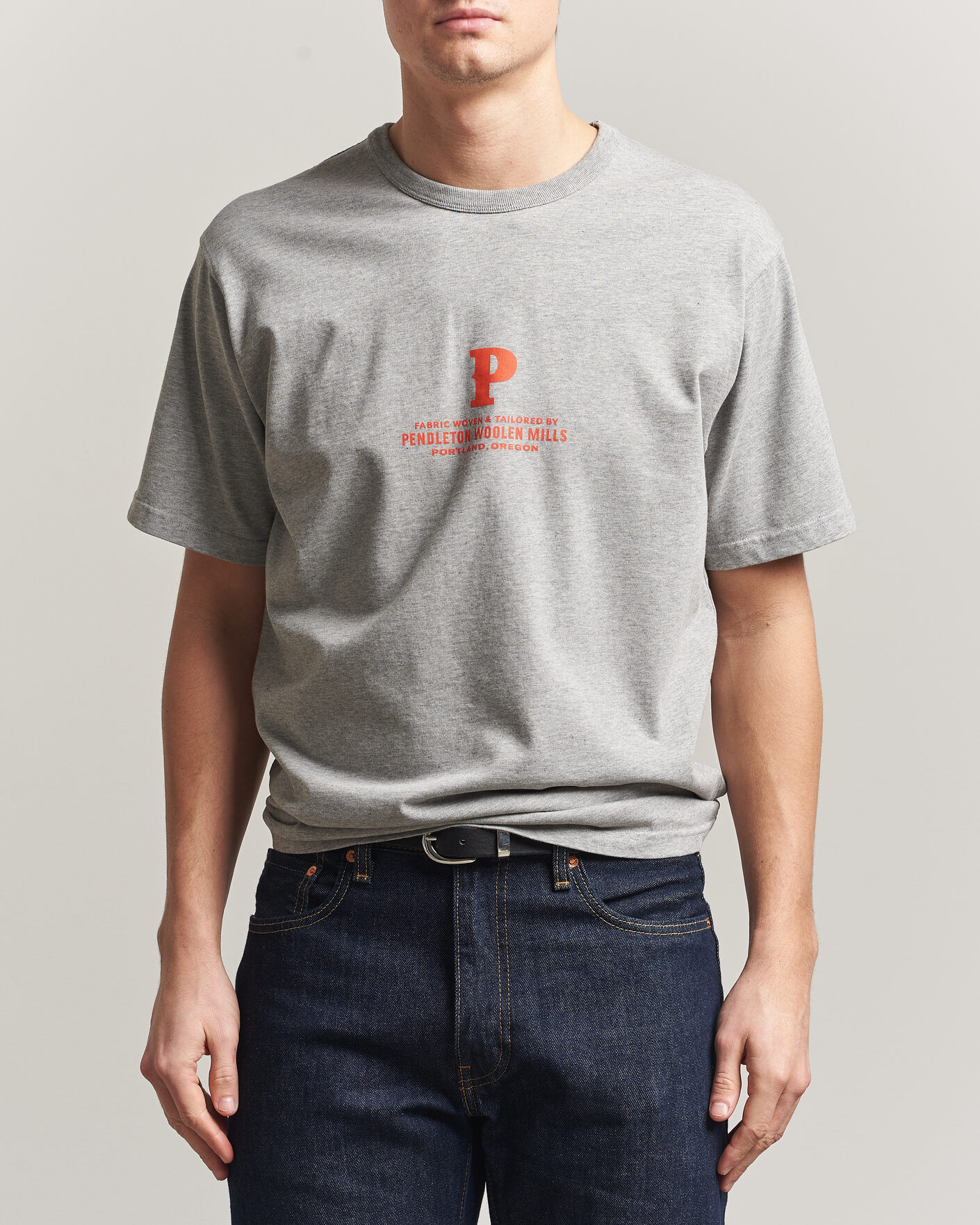Heren | T-shirts | Pendleton | Heavyweight P Tee Ash Heather Grey