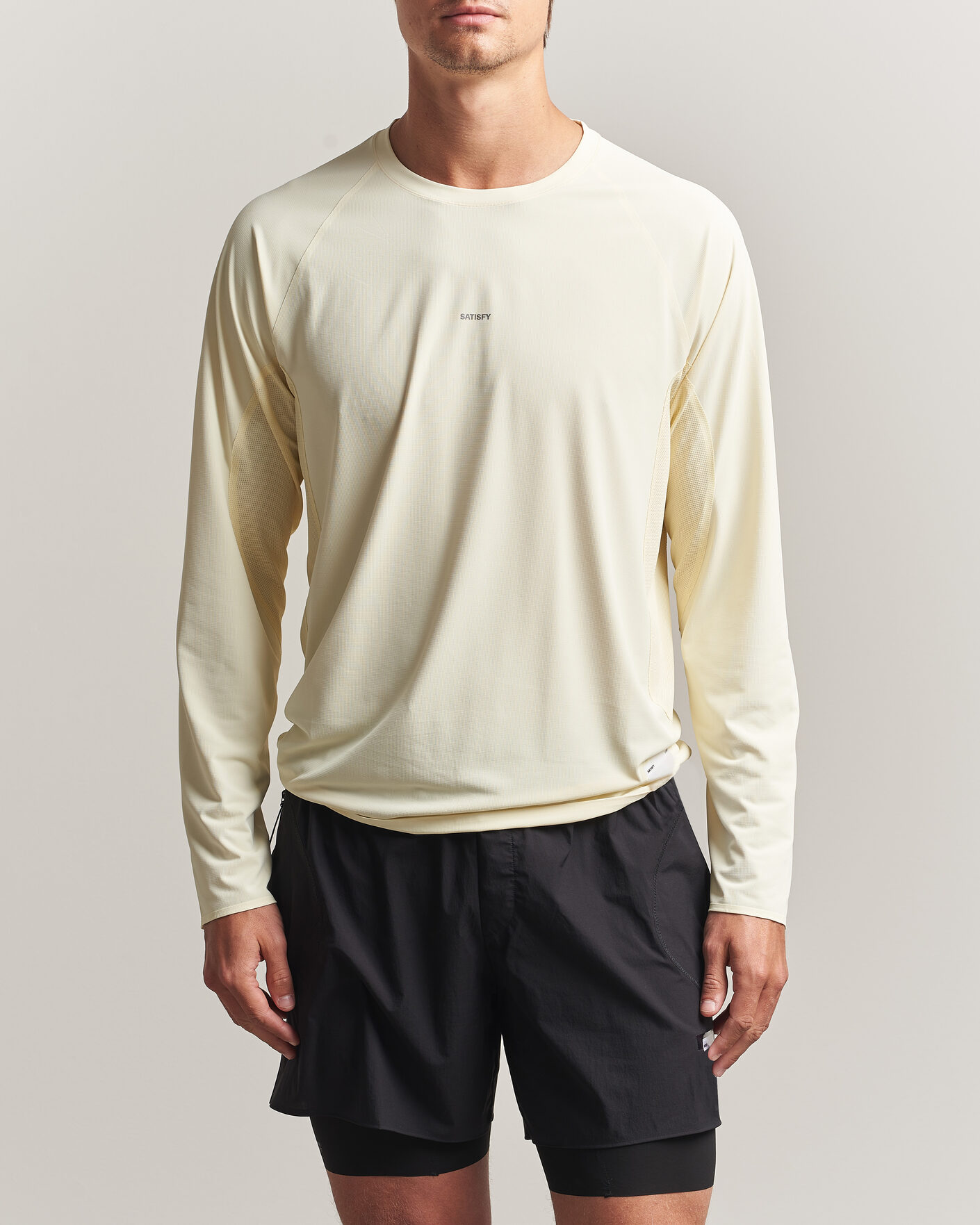 Heren | T-shirts | Satisfy | AuraLite UV Long Sleeve T-Shirt Transparent Yellow