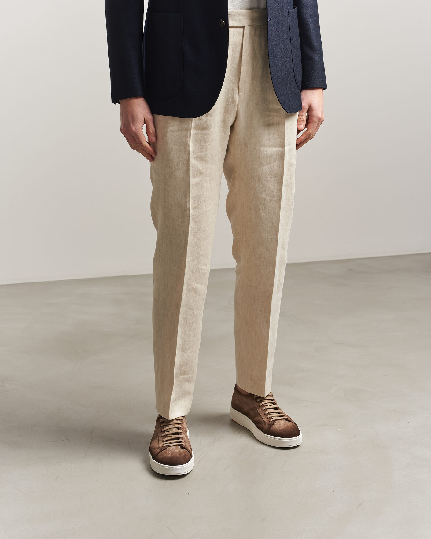 Heren | Sneakers | Santoni | Cleanic Silk Suede Sneakers Dark Brown