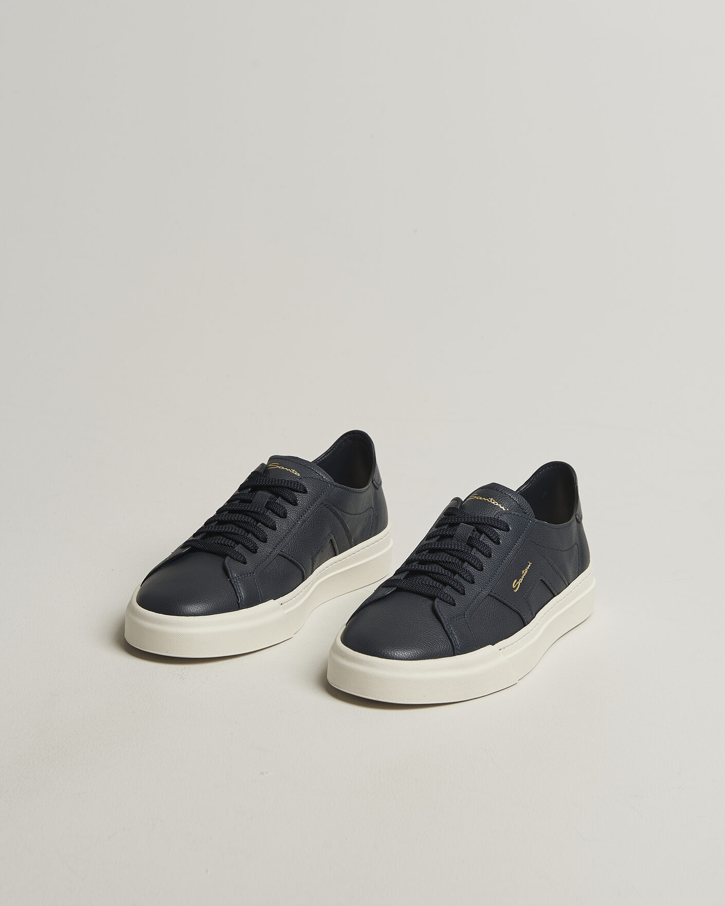 Heren | Sneakers | Santoni | Double Buckle Sneakers Navy Calf