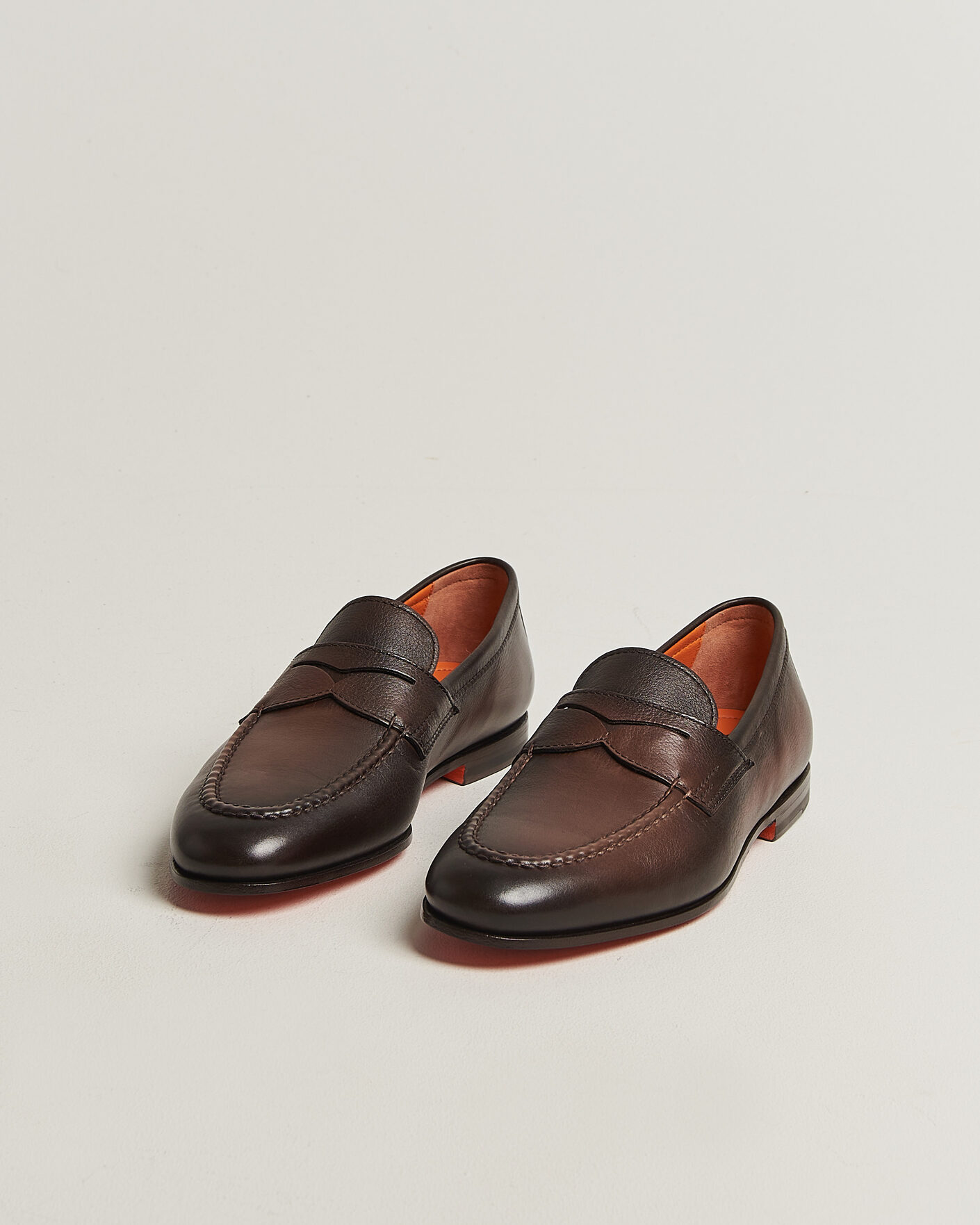 Heren | Instappers | Santoni | Penny Loafers Dark Brown Calf