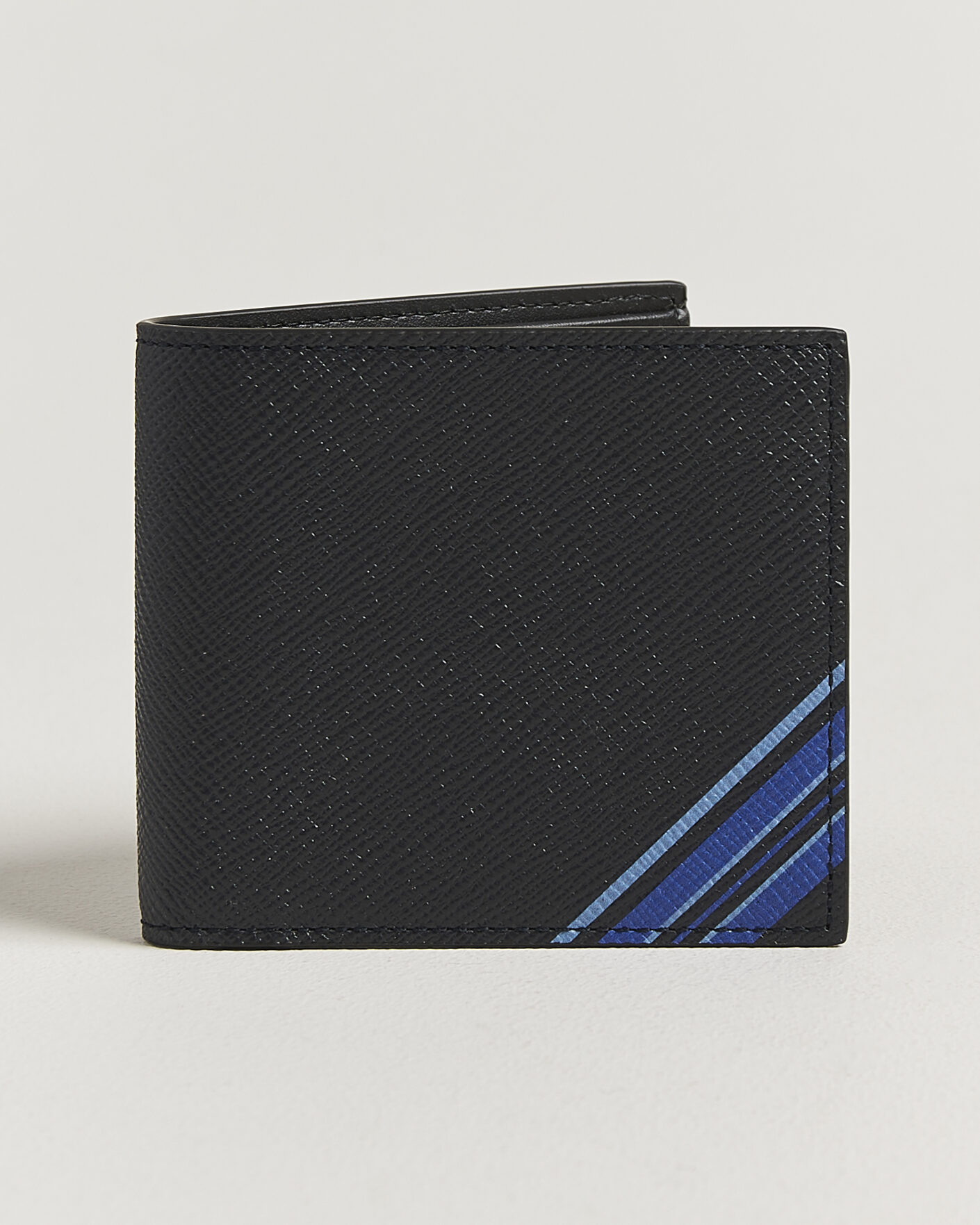 Heren | Portemonnees | Smythson | Panama 6 Card Leather Wallet Stripe Navy