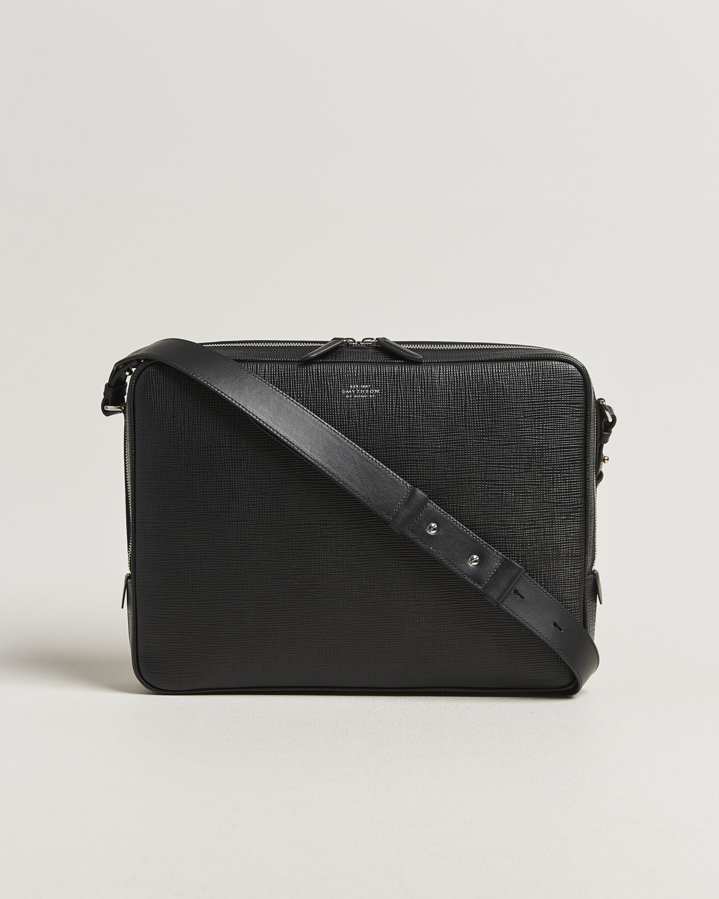 Heren | Tassen | Smythson | Panama Slim Messenger Bag Black