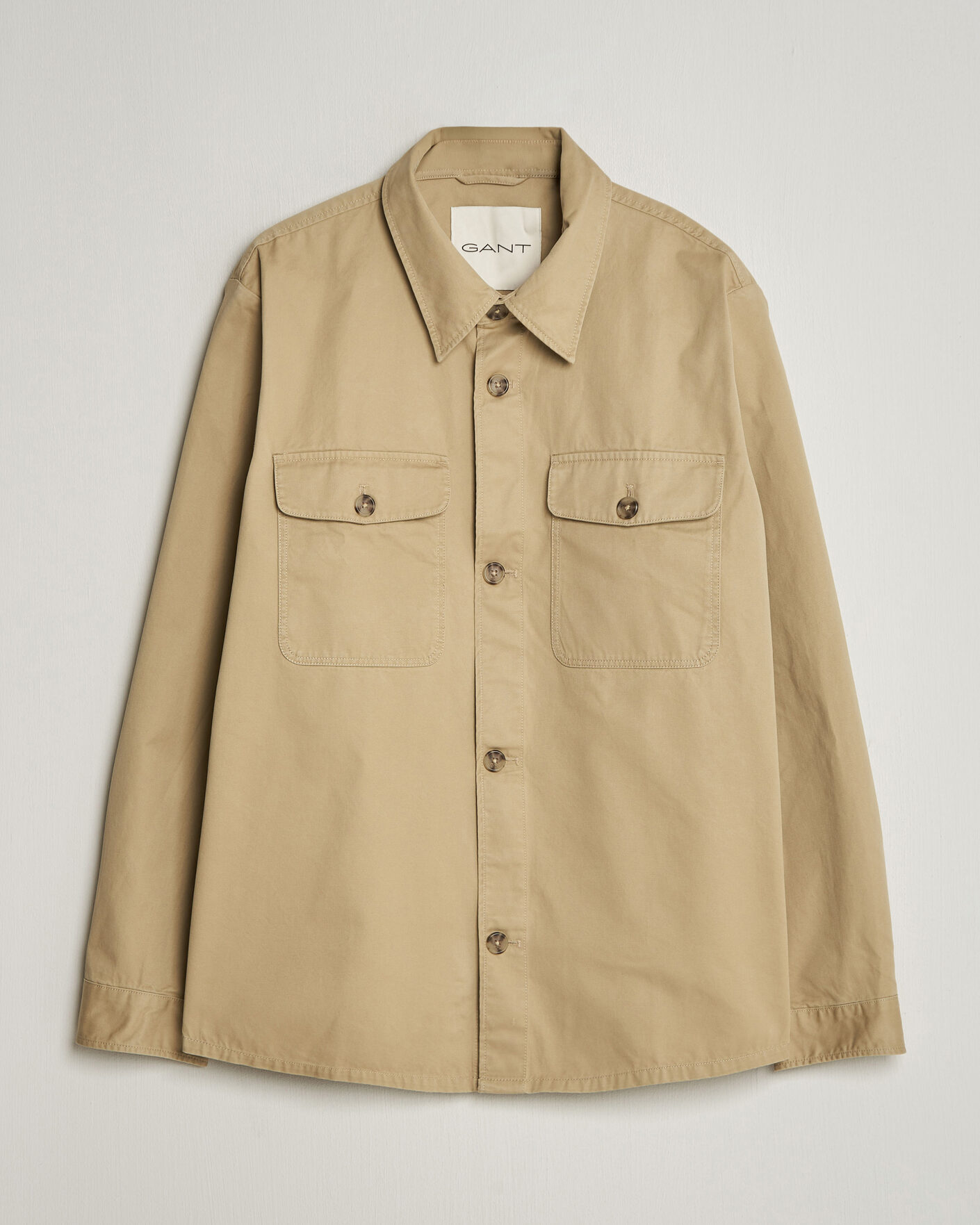 Heren | Overhemden | Gant | Regular Fit Cotton Twill Overshirt Woody Beige