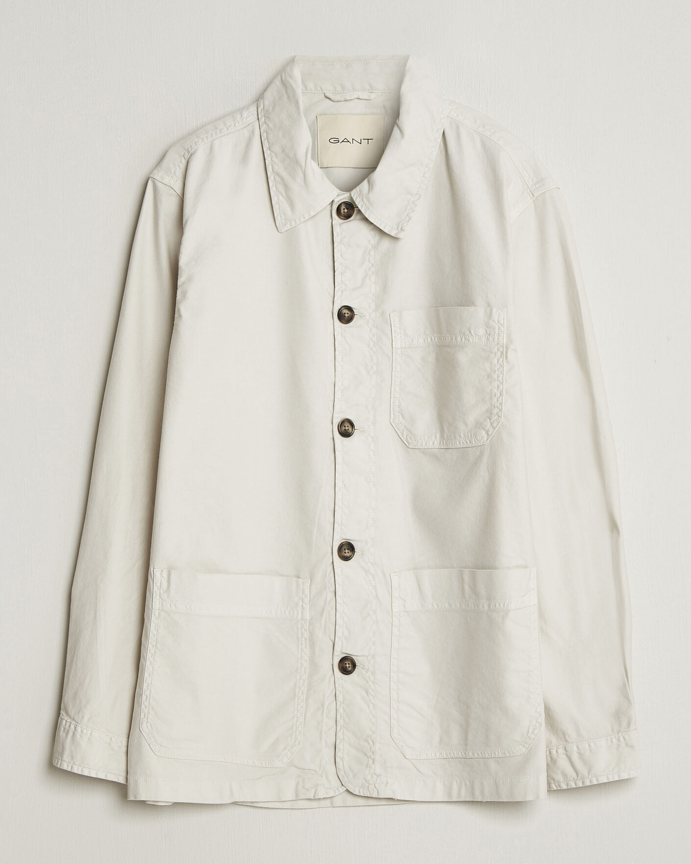 Heren | Overhemden | Gant | Regular Fit Cotton/Linen Overshirt Sand