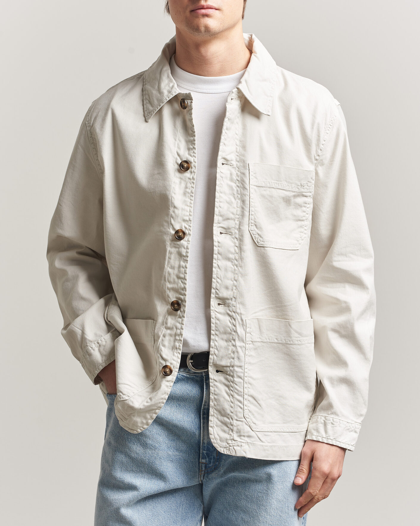 Heren | Overhemden | Gant | Regular Fit Cotton/Linen Overshirt Sand
