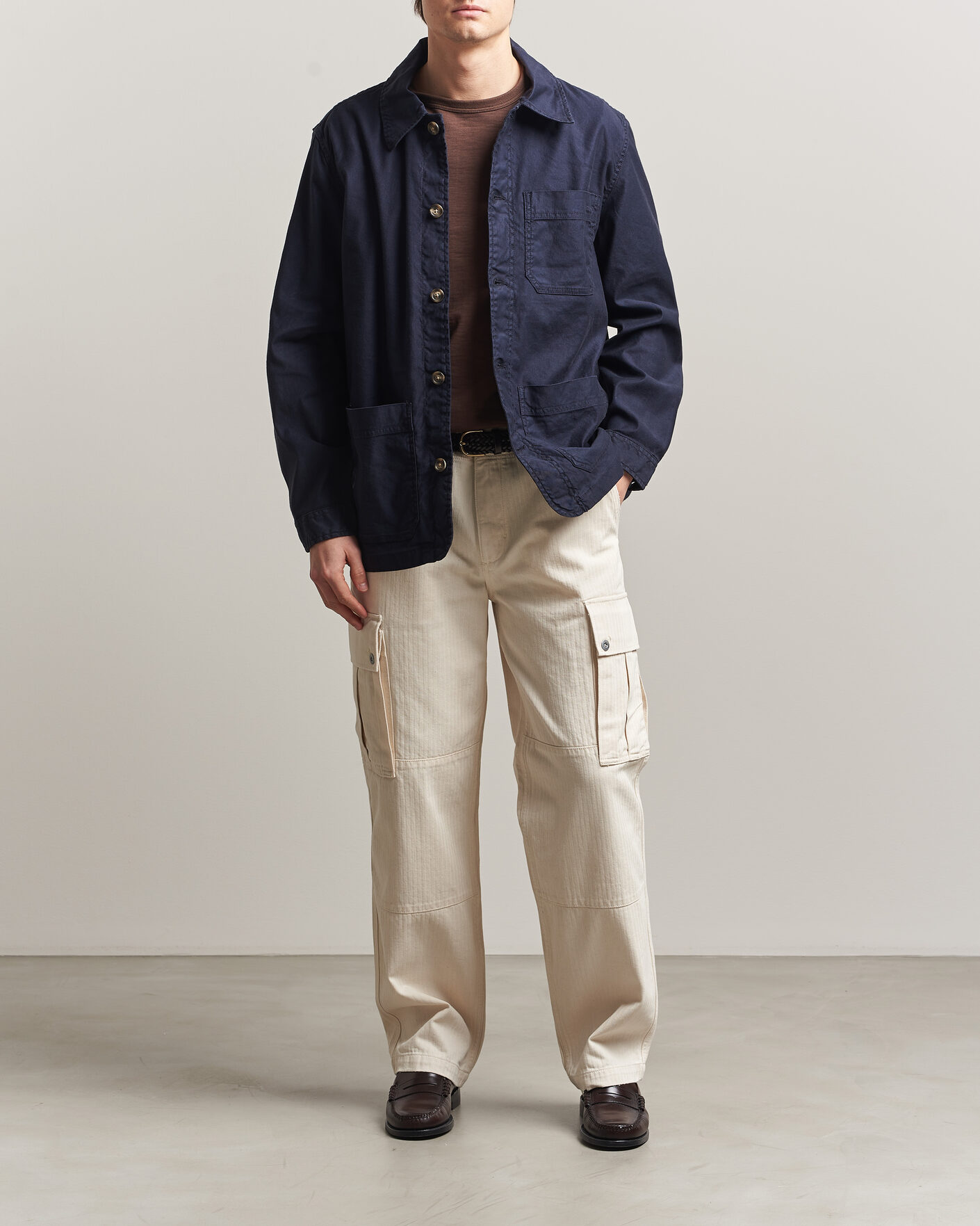 Heren | Overhemden | GANT | Regular Fit Cotton/Linen Overshirt Evening Blue