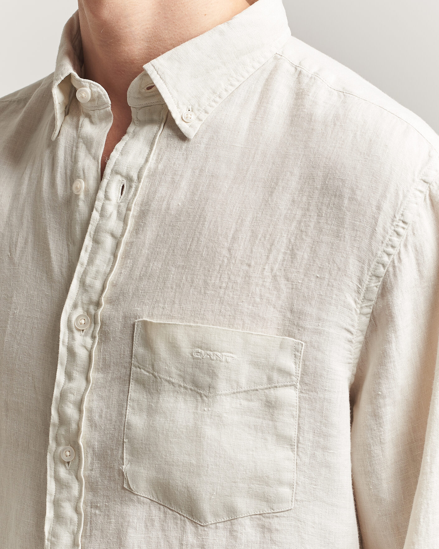 Heren | Overhemden | Gant | Regular Fit Garment Dyed Linen Shirt Sand
