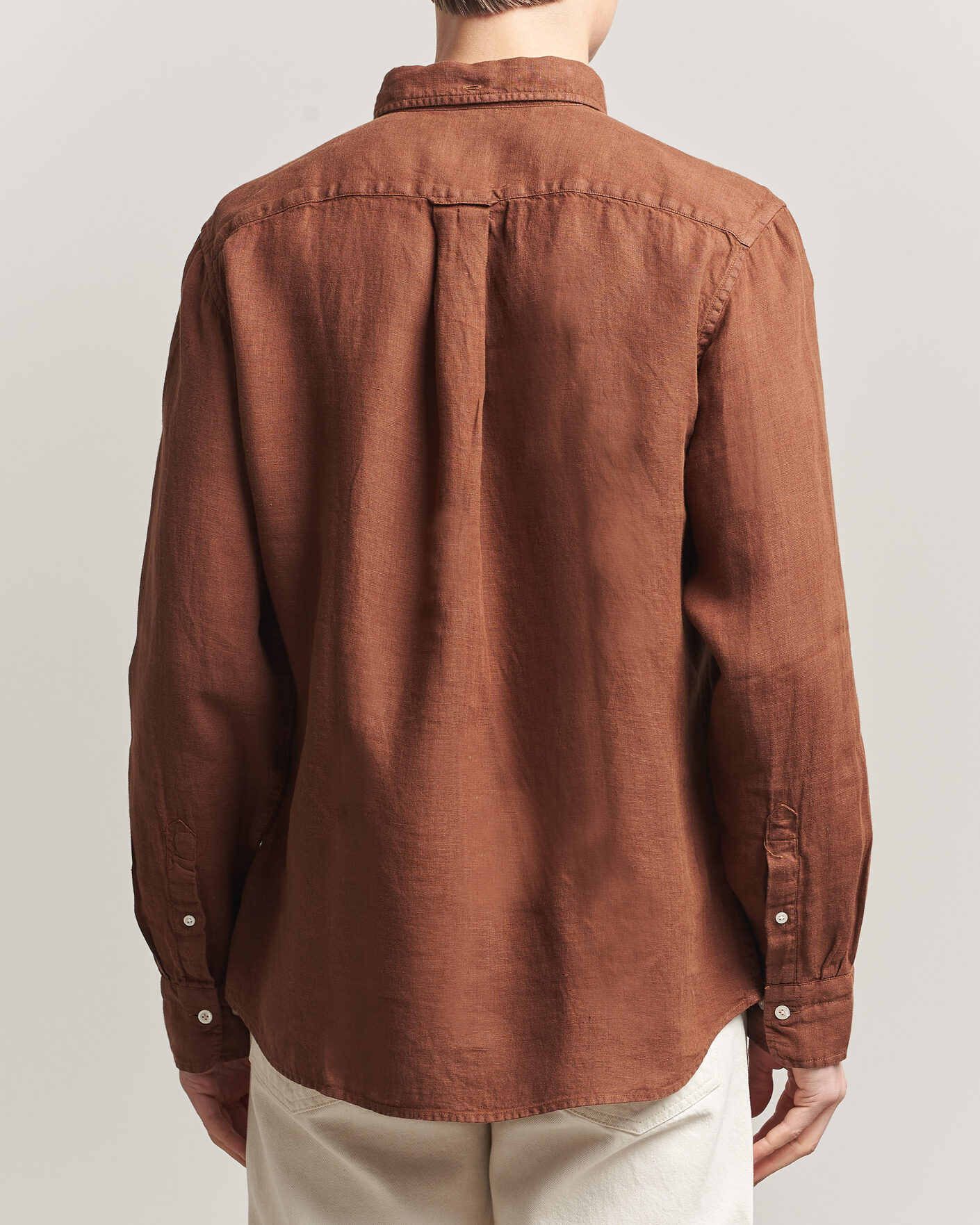 Heren | Overhemden | Gant | Regular Fit Garment Dyed Linen Shirt Mahogany Brown