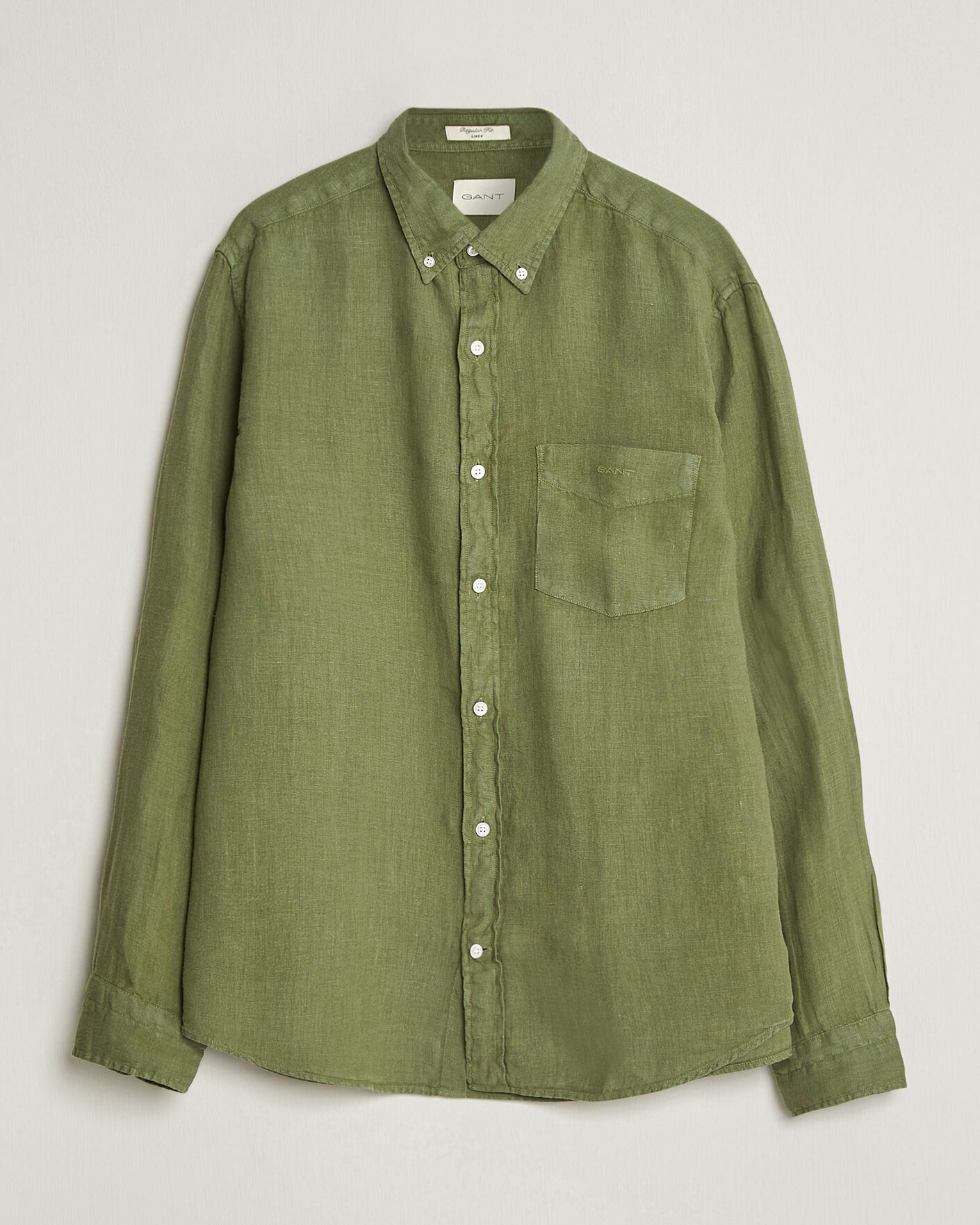 Heren | Overhemden | Gant | Regular Fit Garment Dyed Linen Shirt Dry Herb Green