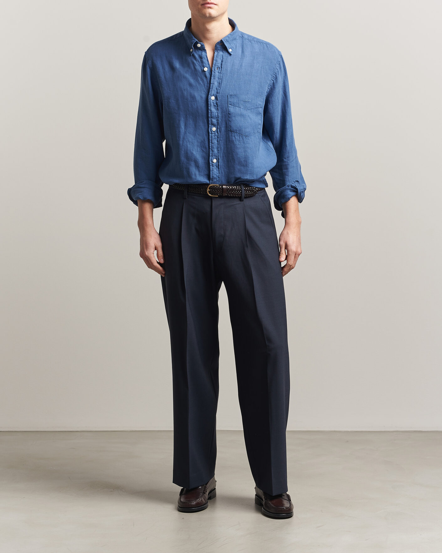 Heren | Overhemden | Gant | Regular Fit Garment Dyed Linen Shirt Vintage Blue