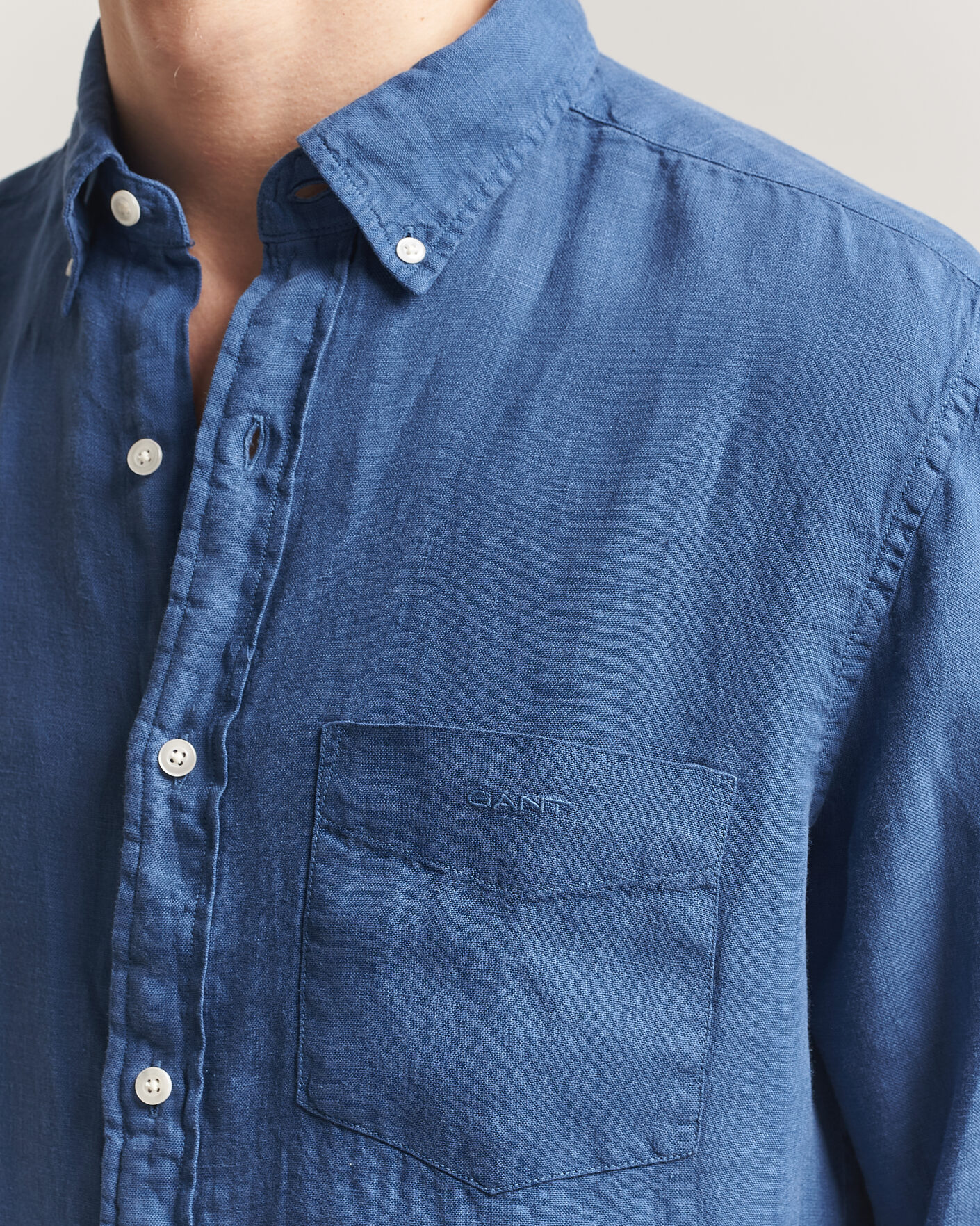 Heren | Overhemden | Gant | Regular Fit Garment Dyed Linen Shirt Vintage Blue