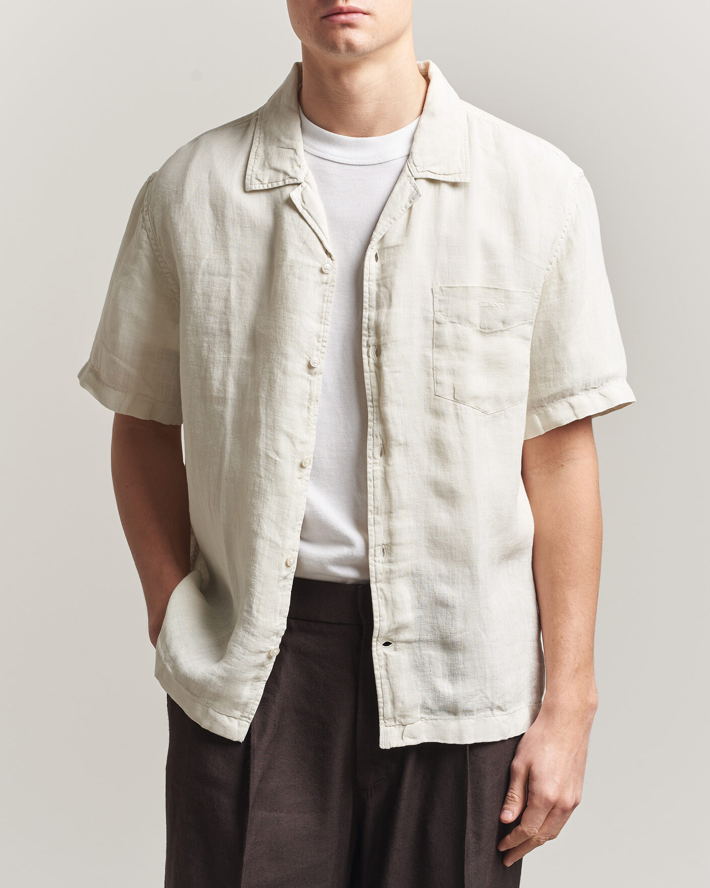 Heren | Overhemden | Gant | Regular Fit Garment Dyed Camp Shirrt Sand
