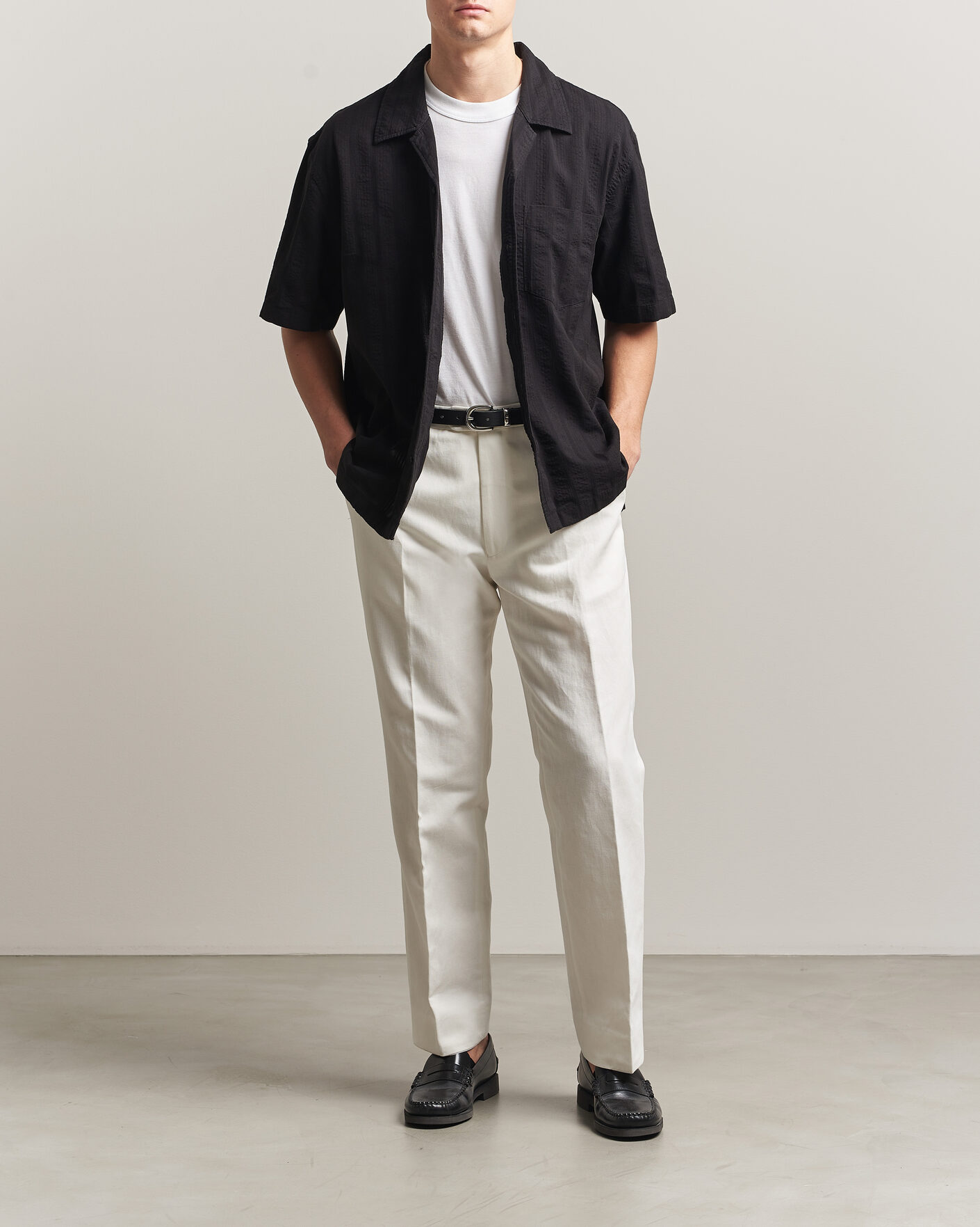Heren | Overhemden | Gant | Relaxed Fit Dobby Striped Camp Shirt Black