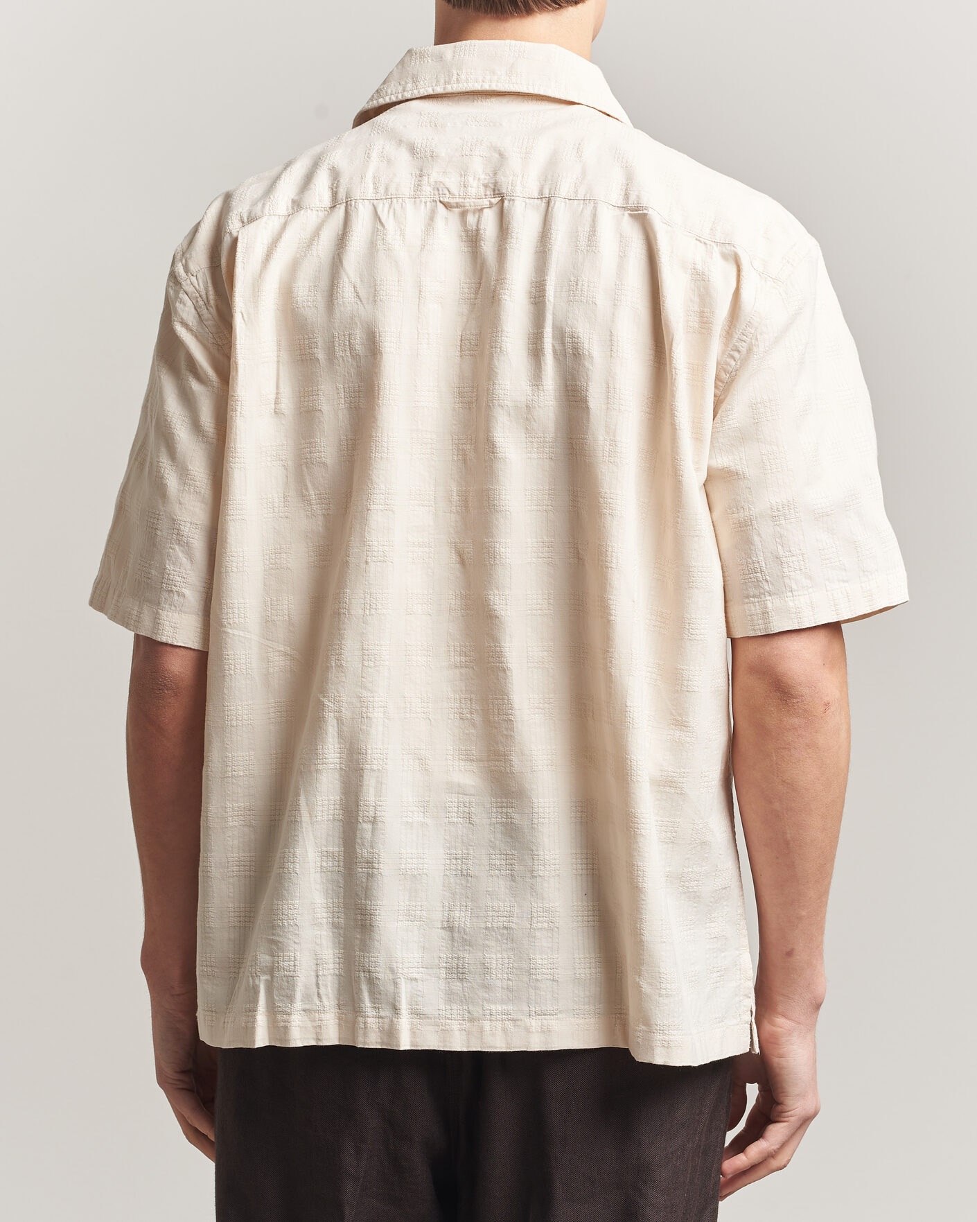 Heren | Overhemden | Gant | Relaxed Fit Textured Checked Camp Shirt Creamed White