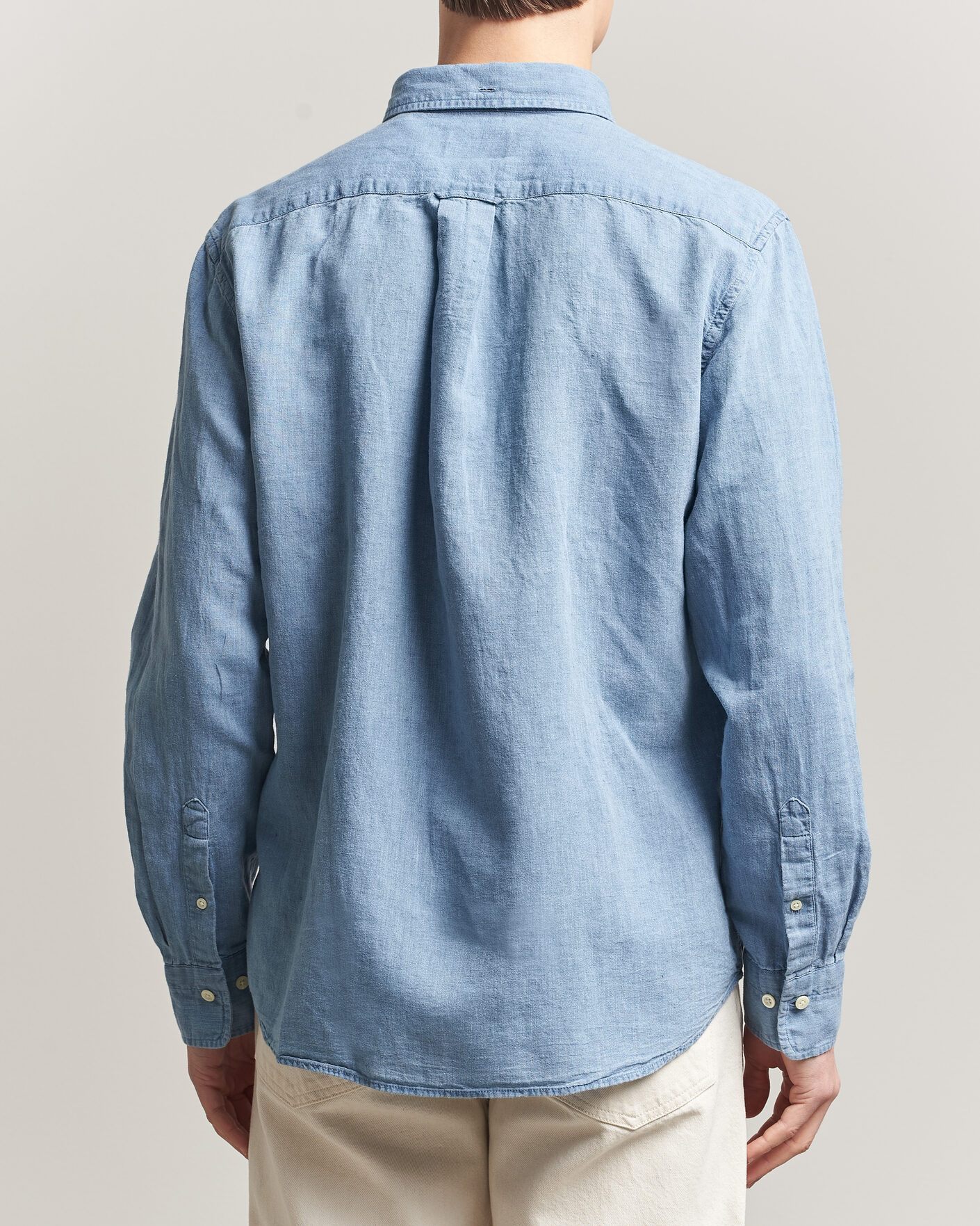 Heren | Overhemden | Gant | Regular Fit Cotton Linen Indigo Shirt Semi Light Blue
