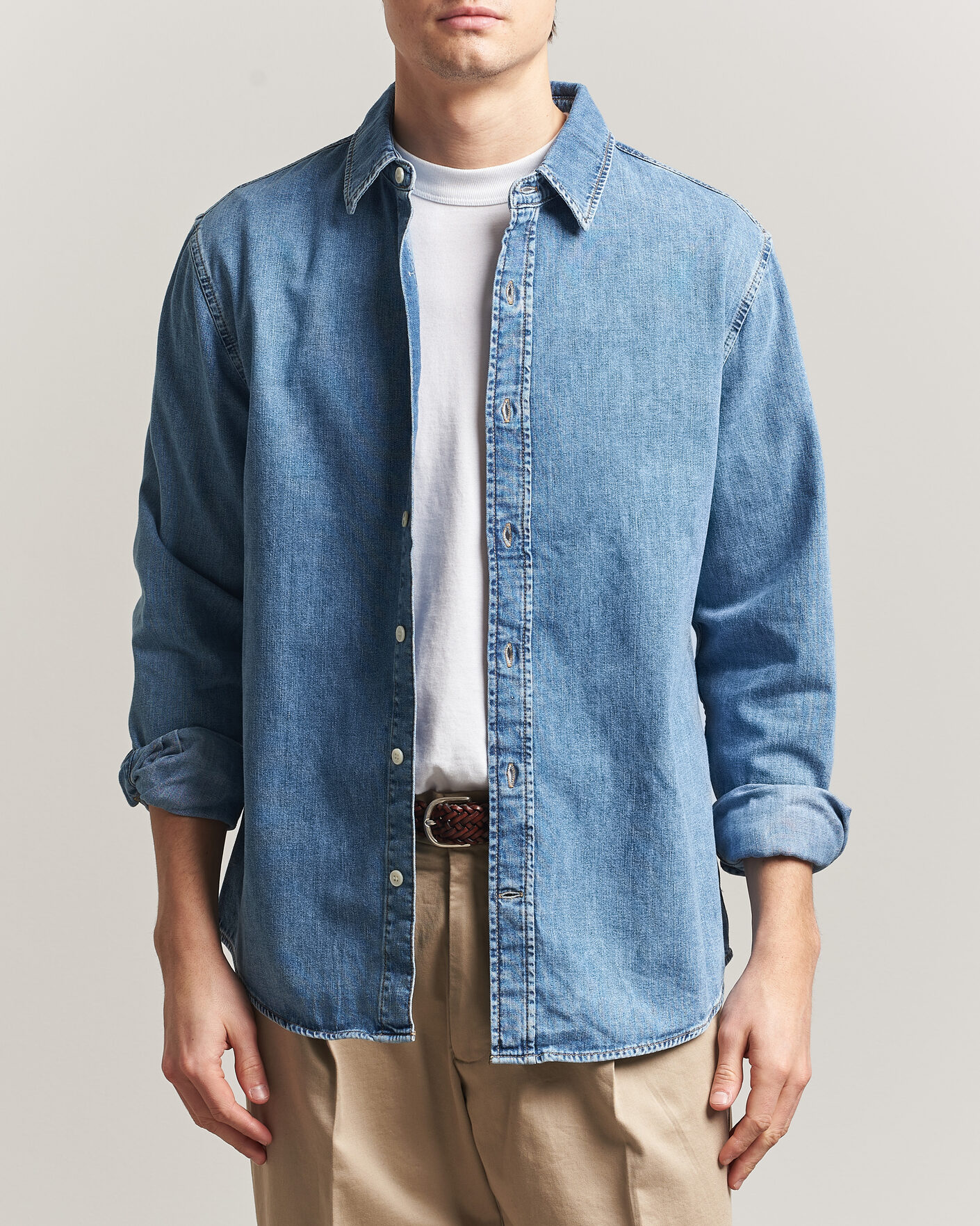 Heren | Overhemden | Gant | Regular Fit Denim Shirt Semi Light Blue Worn In