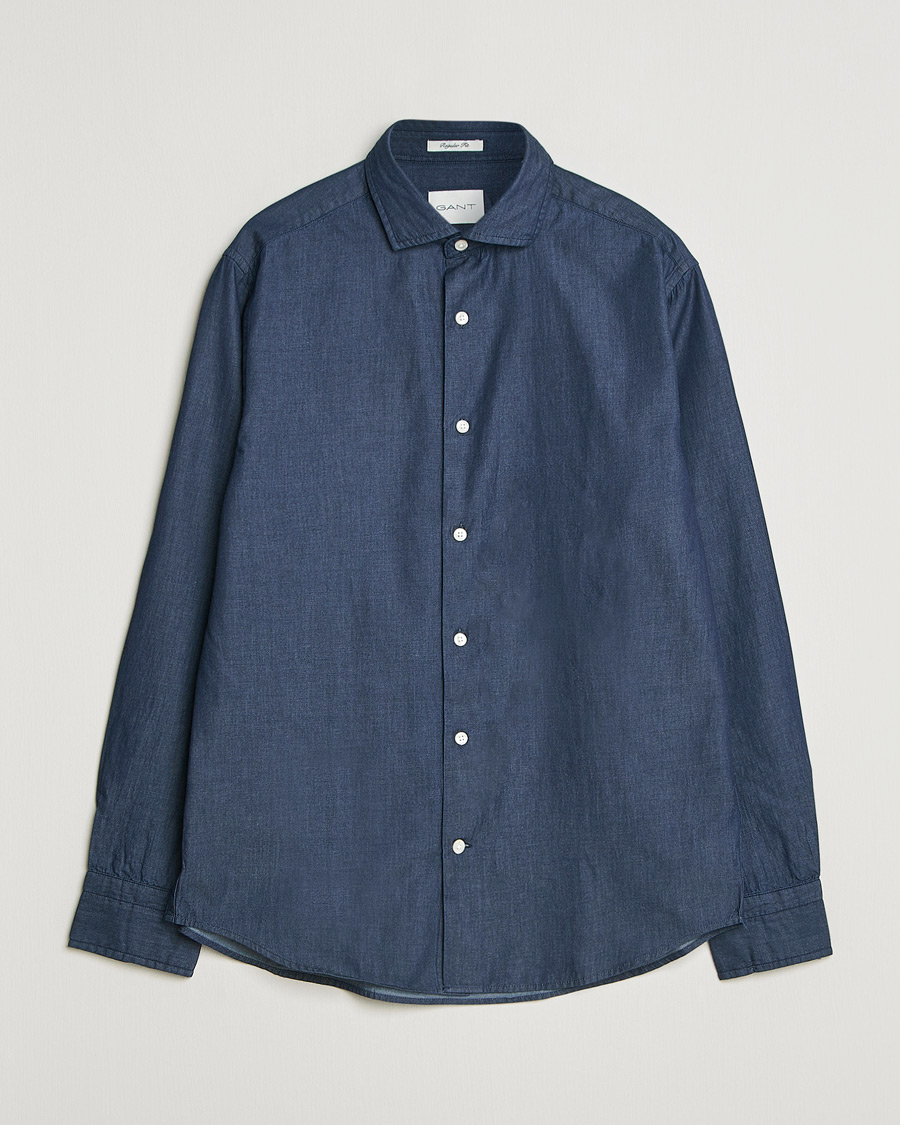 Heren | Overhemden | Gant | Regular Fit Indigo Twill Shirt Dark Indigo
