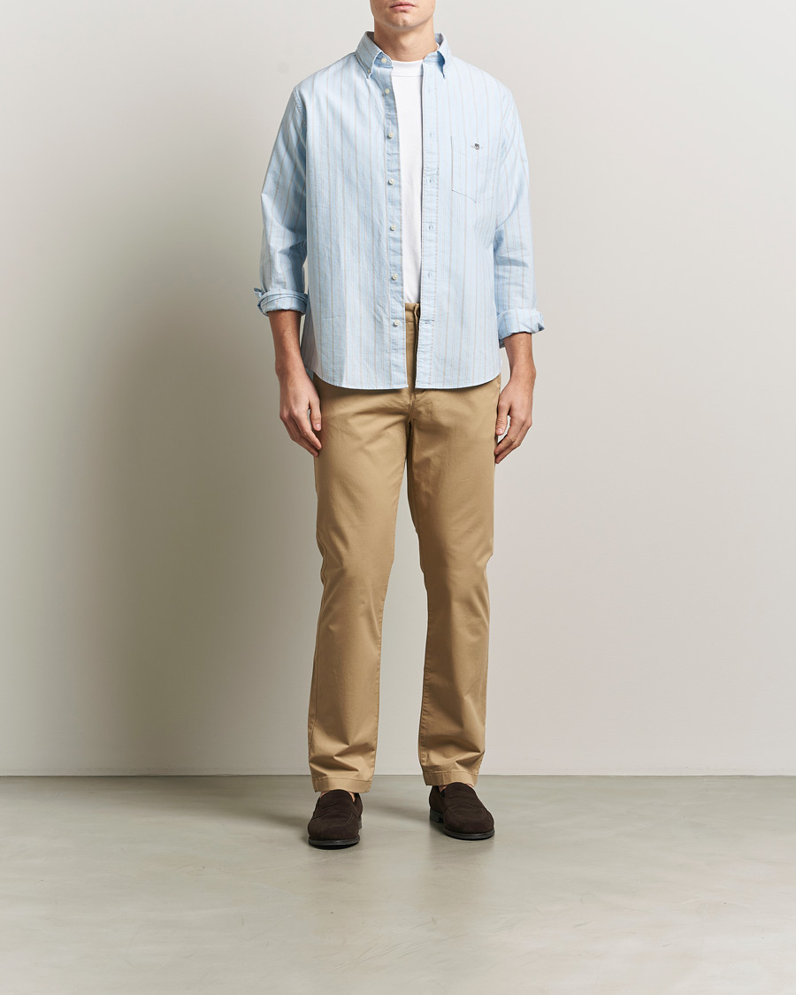 Heren | Overhemden | GANT | Regluar Fit Clsasic Oxford Striped Shirt Sky Blue