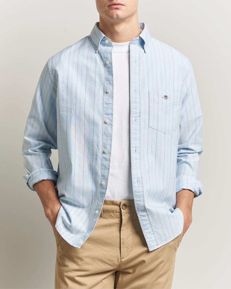 Heren | Overhemden | GANT | Regluar Fit Clsasic Oxford Striped Shirt Sky Blue