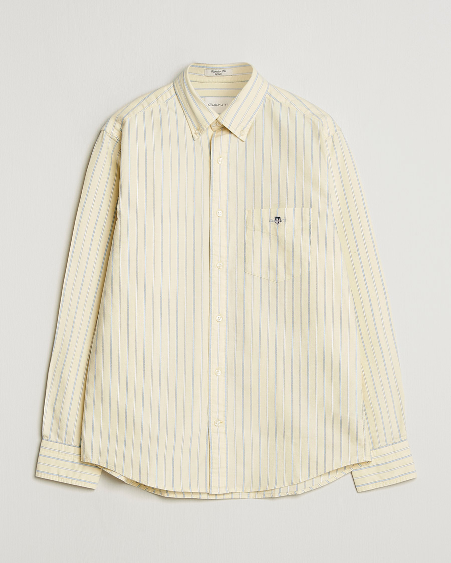 Heren | Overhemden | GANT | Regluar Fit Classic Oxford Striped Shirt Light Mustard Yellow
