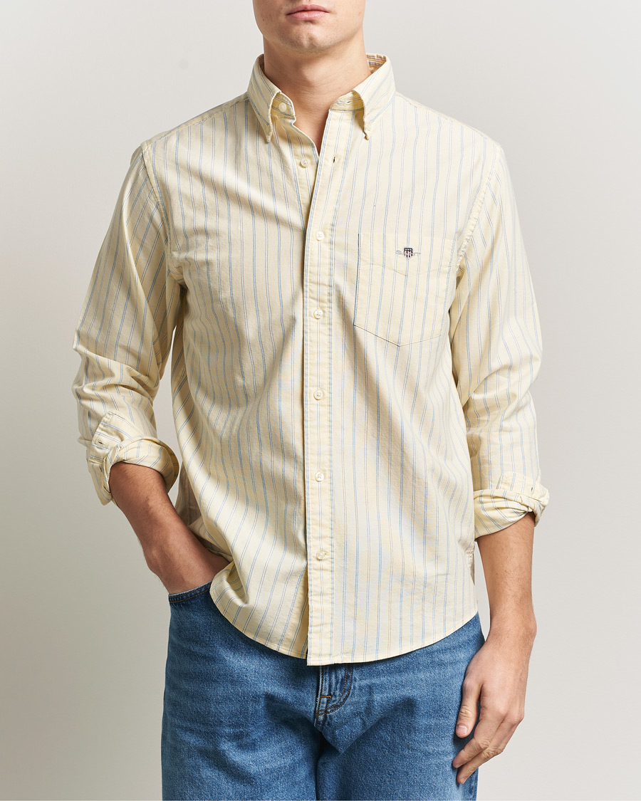 Heren | Overhemden | GANT | Regluar Fit Classic Oxford Striped Shirt Light Mustard Yellow