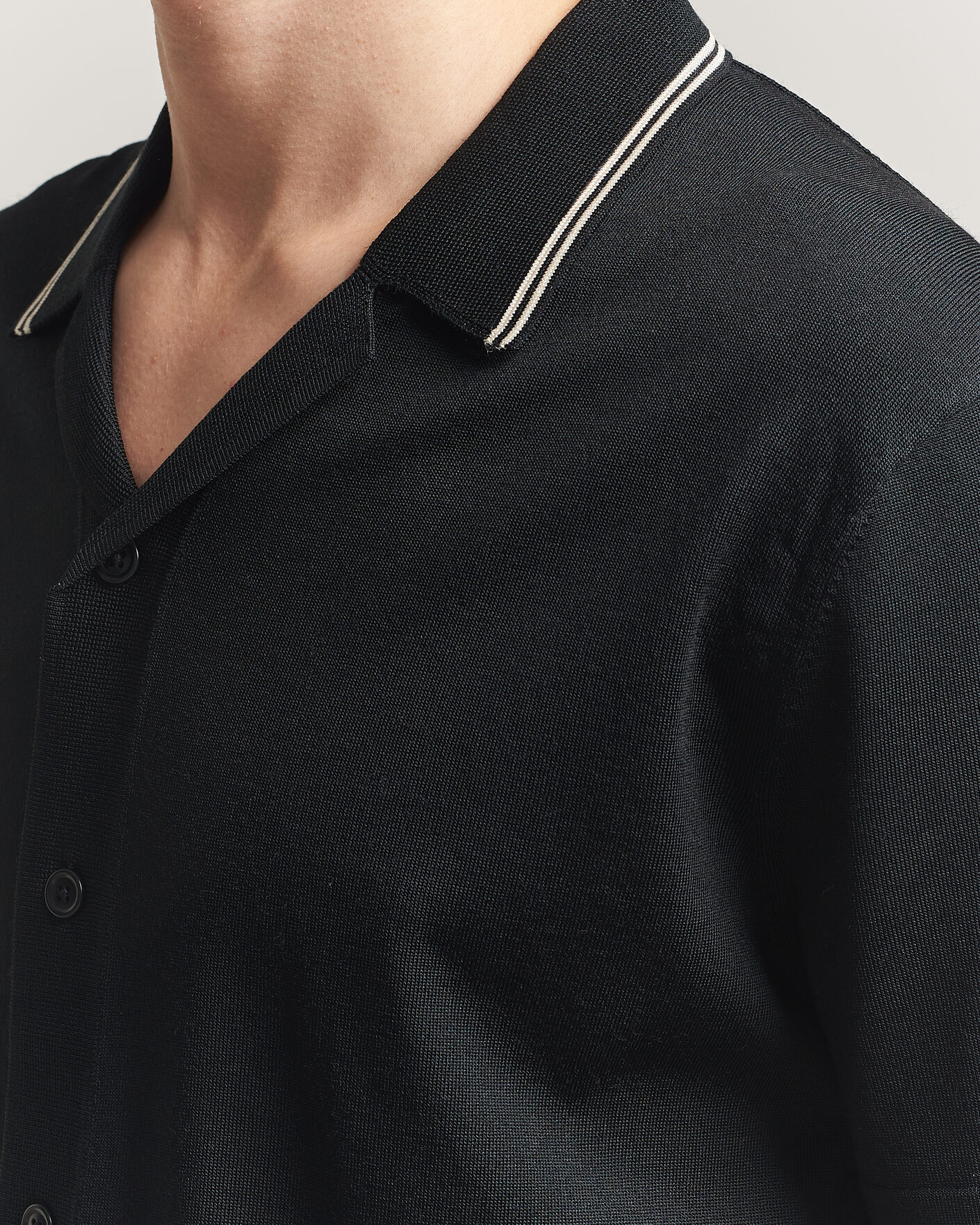Heren | Overhemden | GANT | Knitted Resort Collar Shirt Black