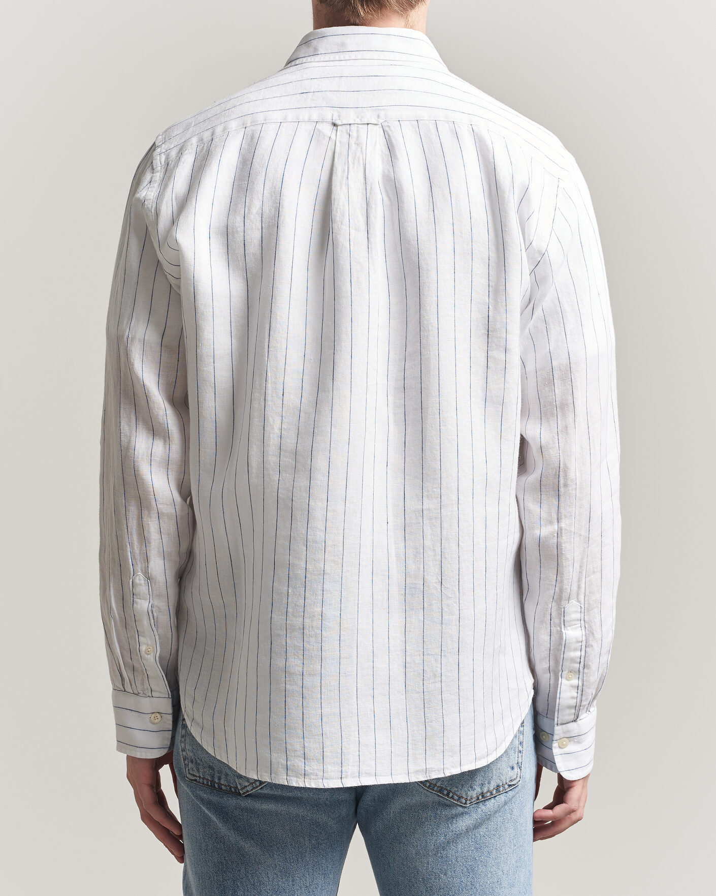 Heren | Overhemden | GANT | Regular Fit Linen Striped Shirt White