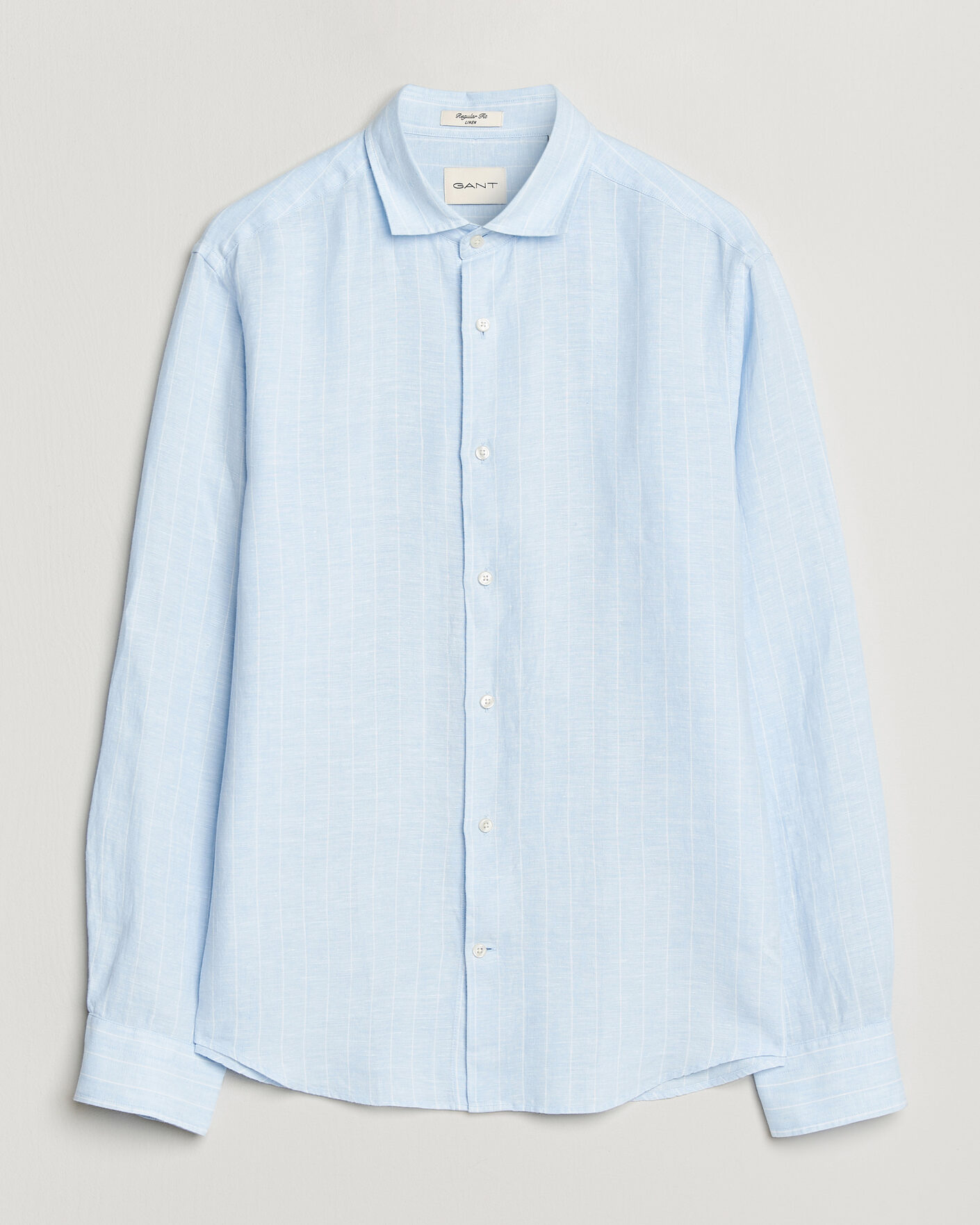 Heren | Overhemden | Gant | Regular Fit Linen Striped Shirt Sky Blue