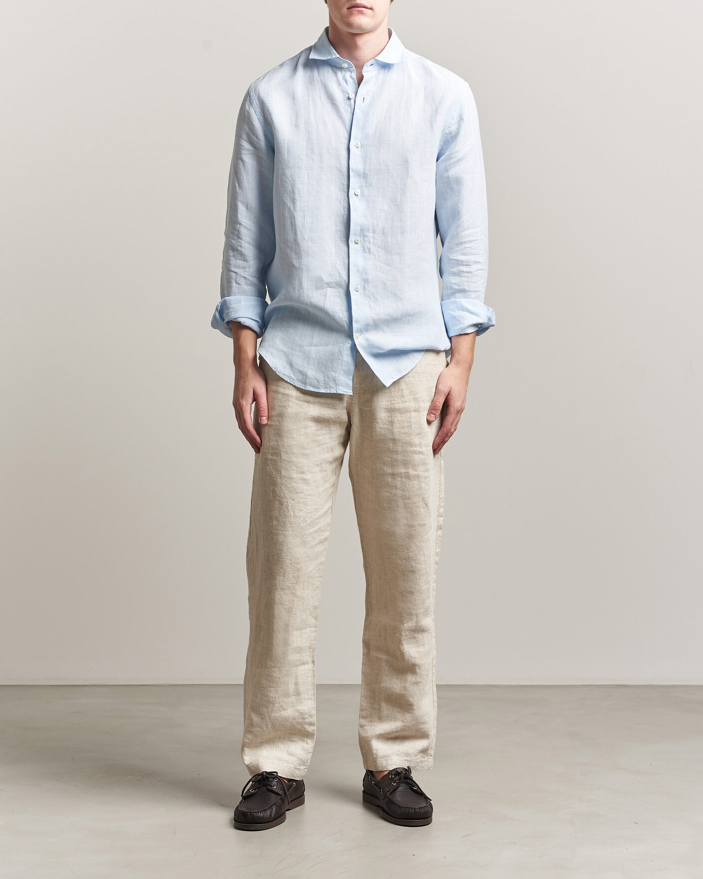Heren | Overhemden | Gant | Regular Fit Linen Striped Shirt Sky Blue