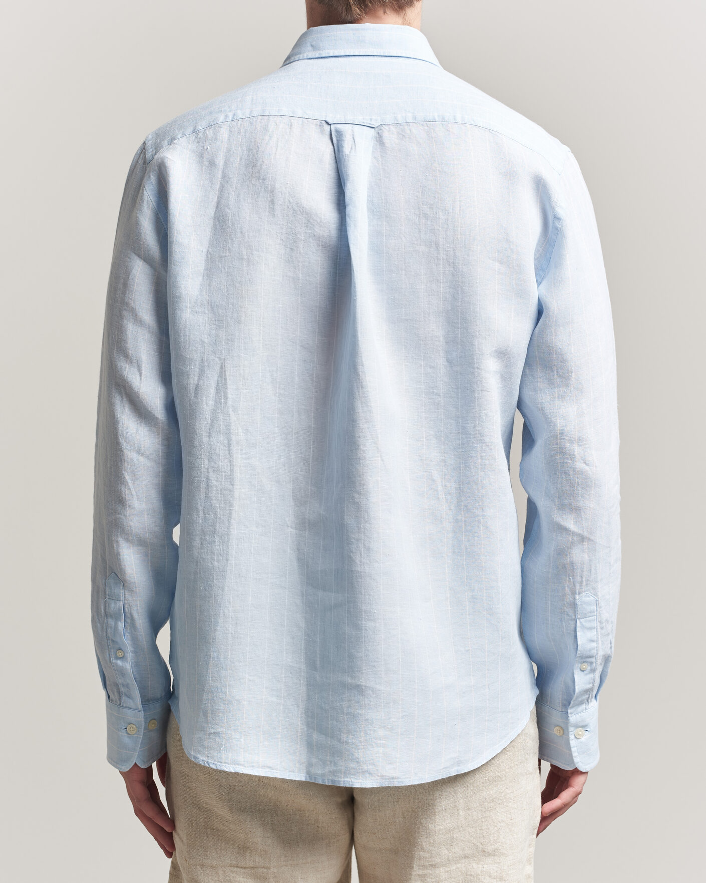 Heren | Overhemden | Gant | Regular Fit Linen Striped Shirt Sky Blue