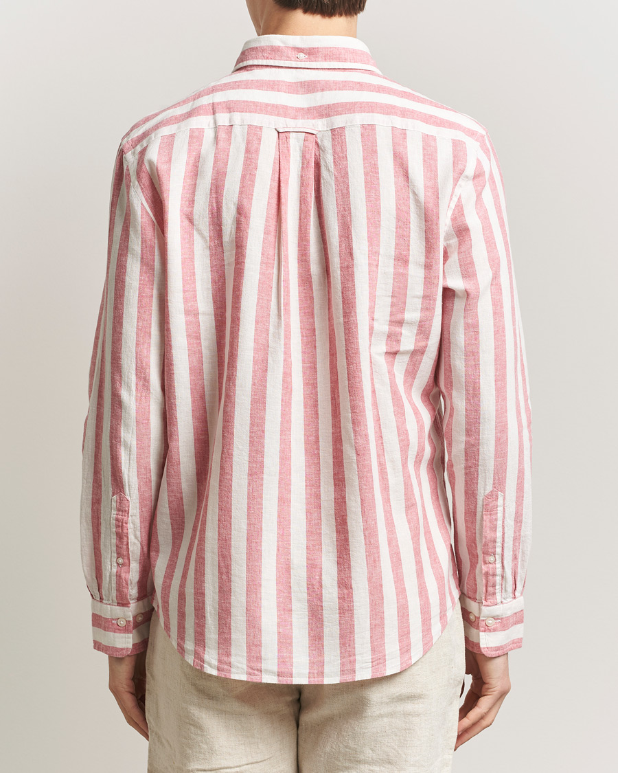 Heren | Overhemden | Gant | Regular Fit Linen/Cotton Striped Shirt Rose Pink
