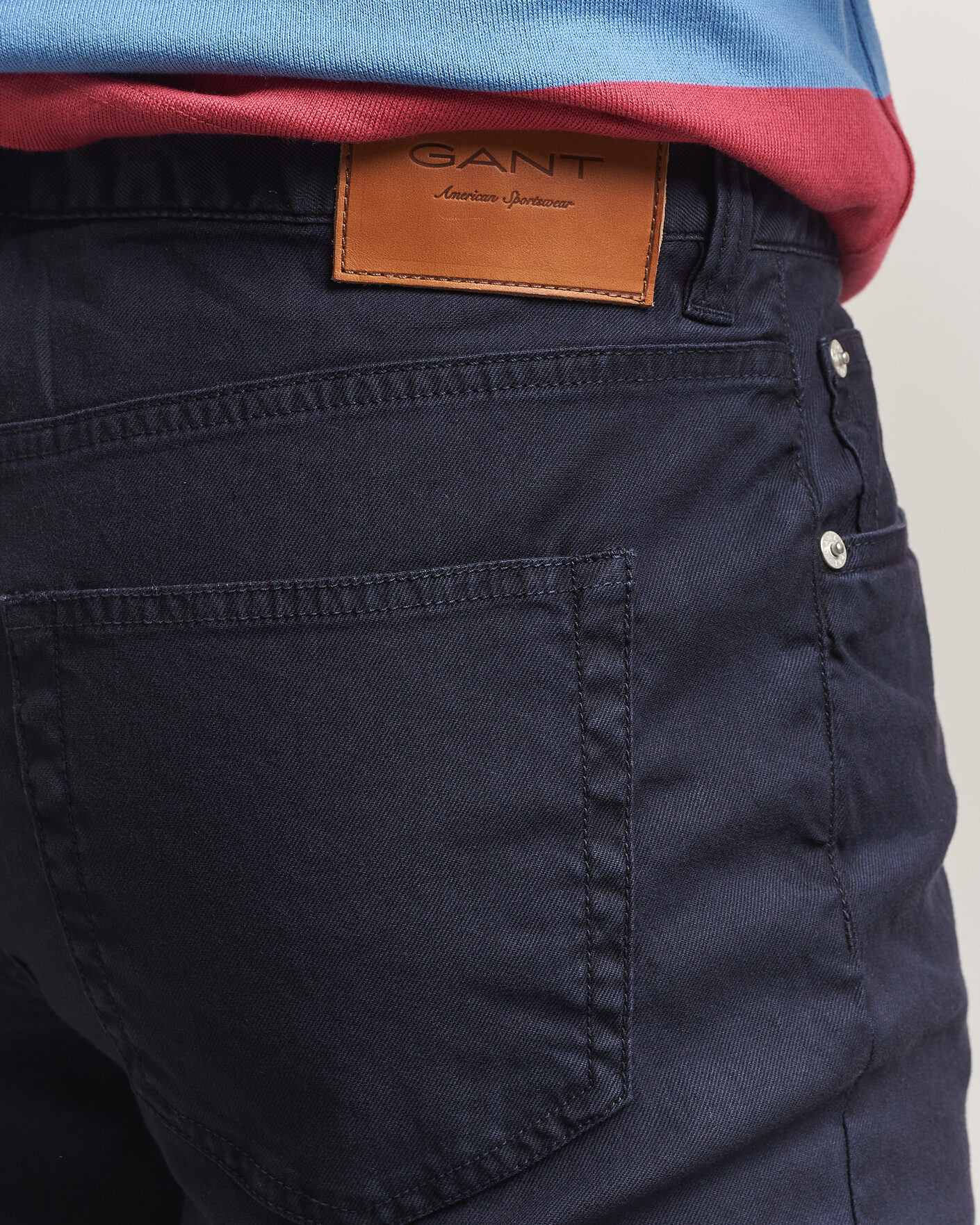 Heren | Broeken | Gant | Slim Fit Cotton/Linen 5-Pocket Pants Evening Blue