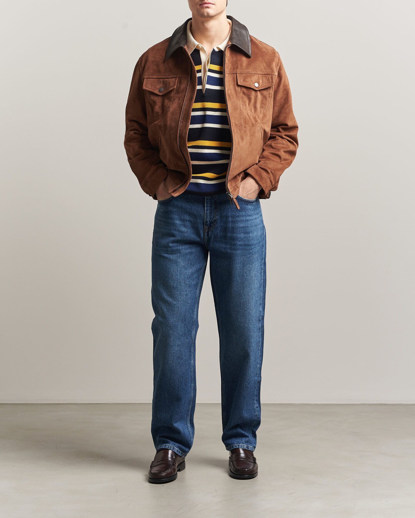 Heren | Jeans | GANT | Straight Fit Jeans Mid Blue Worn In