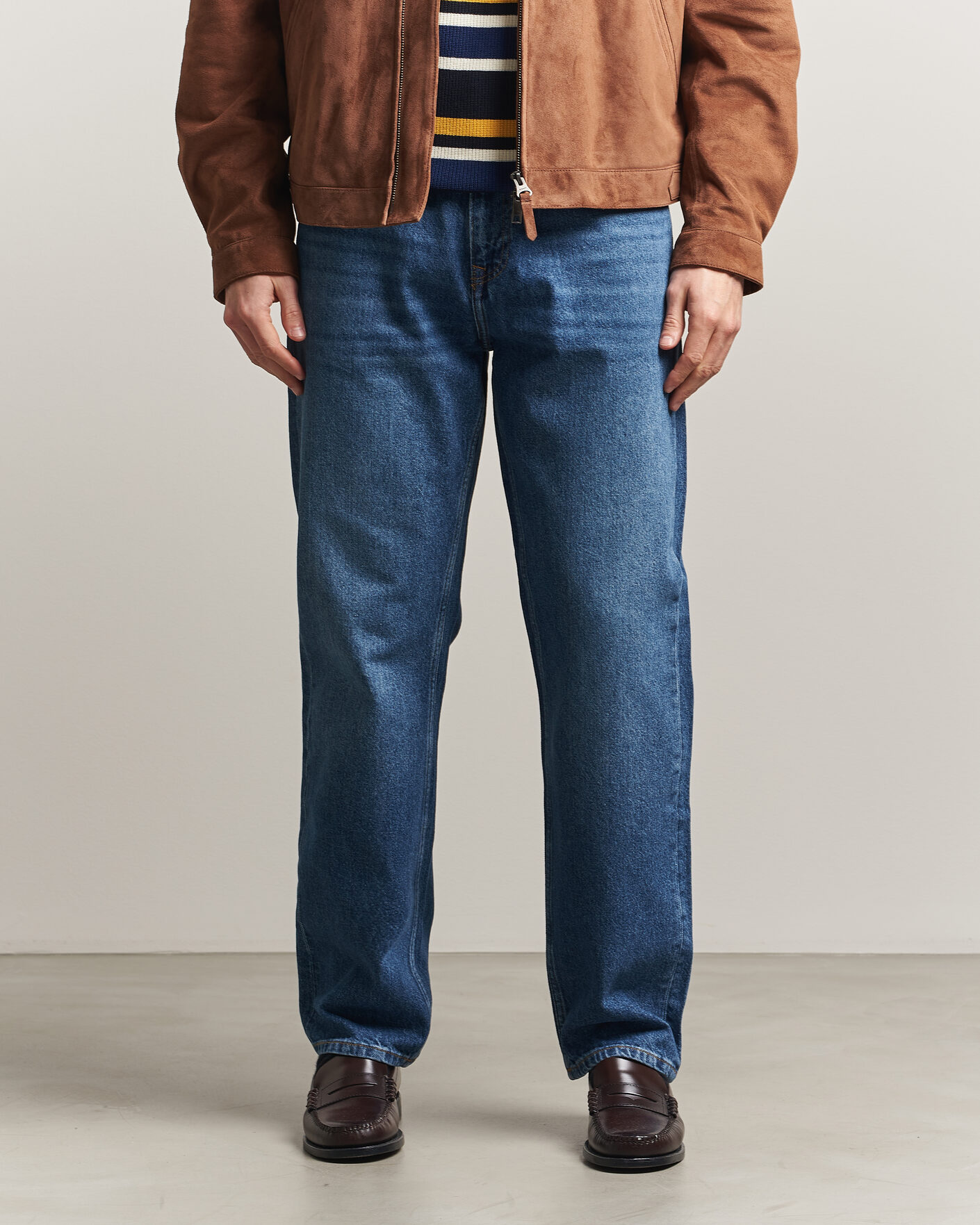Heren | Broeken | Gant | Straight Fit Jeans Mid Blue Worn In