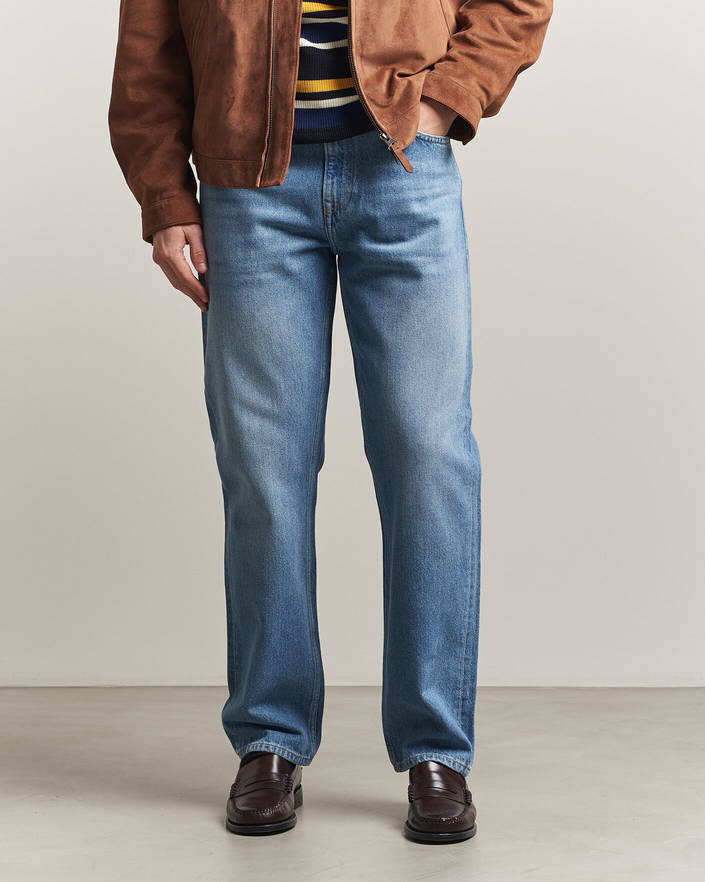 Heren | Broeken | Gant | Straight Fit Jeans Semi Light Blue Worn In