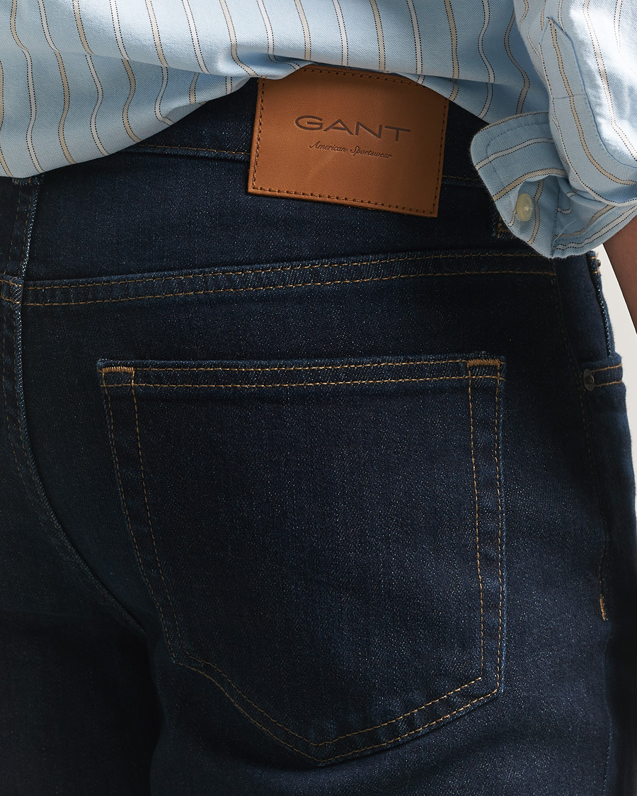 Heren | Broeken | Gant | Regular Fit Jeans Dark Blue Broken In