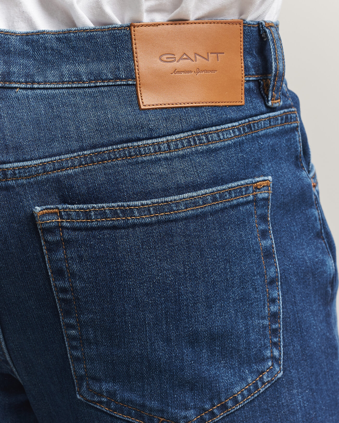 Heren | Broeken | Gant | Regular Fit Jeans Mid Blue Worn In